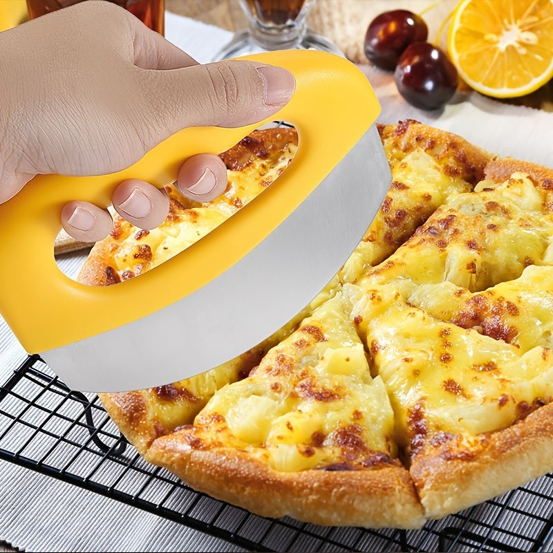 1pc Pizza Cutter; Stainless Steel Rocker Blade With Cover Protective Sheath; Pizza Slicer Cutter Knife Chopper; Sharp Pizza Cutter; Plastic Kitchen Tools; Dishwasher Safe; 6*5in - Mountain Lakes Mall