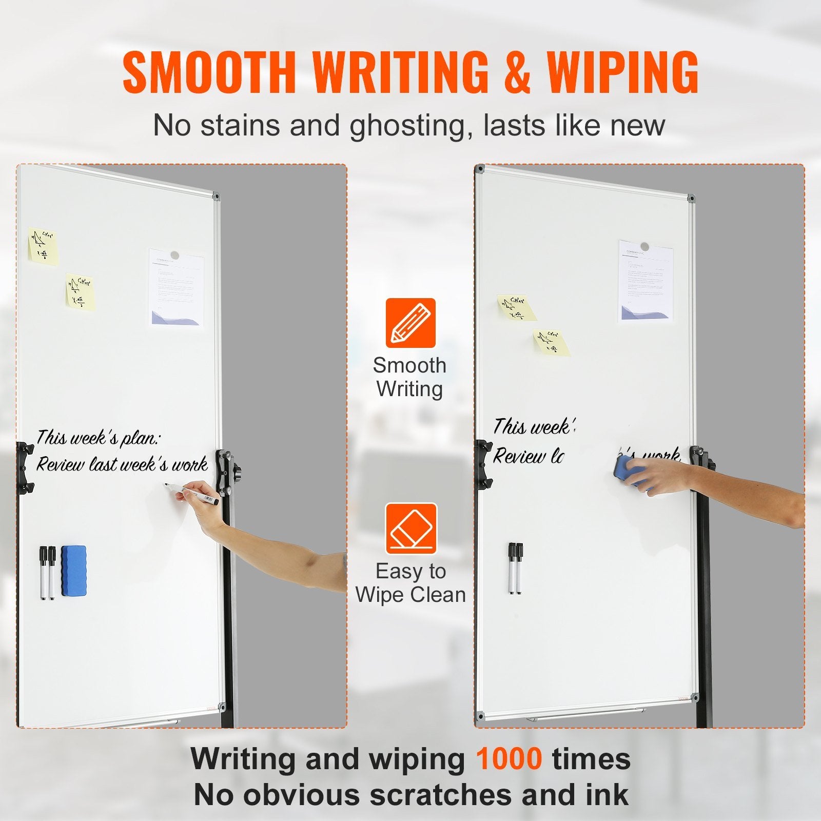 Rolling Magnetic Whiteboard, Double-sided Mobile Whiteboard 24x48 Inches - Mountain Lakes Mall