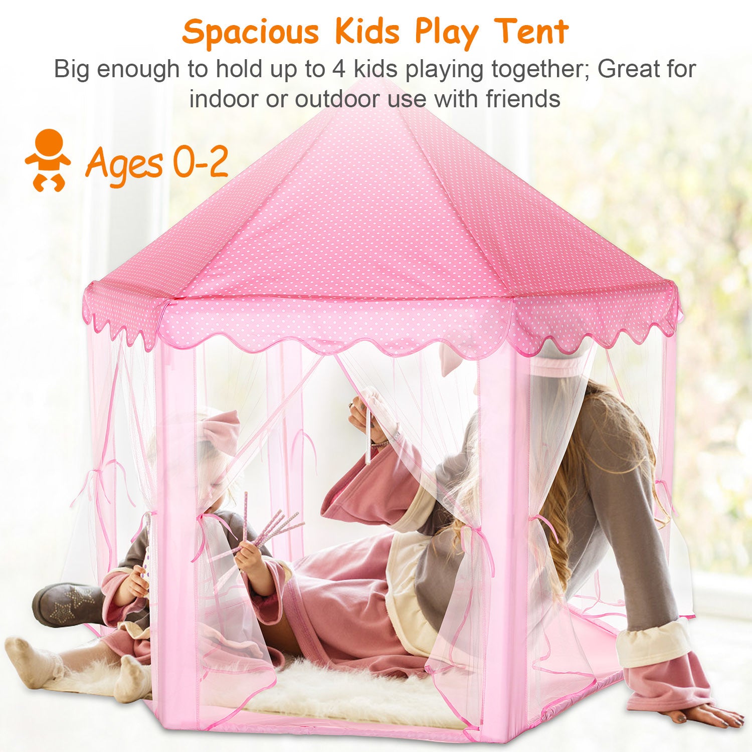 Kids Play Tents Princess for Girls Princess Castle Children Playhouse Indoor Outdoor Use - Mountain Lakes Mall