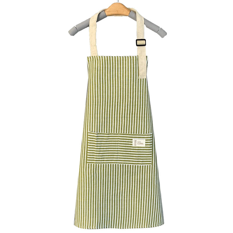 1pc Adjustable Kitchen Cooking Apron Cotton And Linen Machine Washable With 2 Pockets - Mountain Lakes Mall