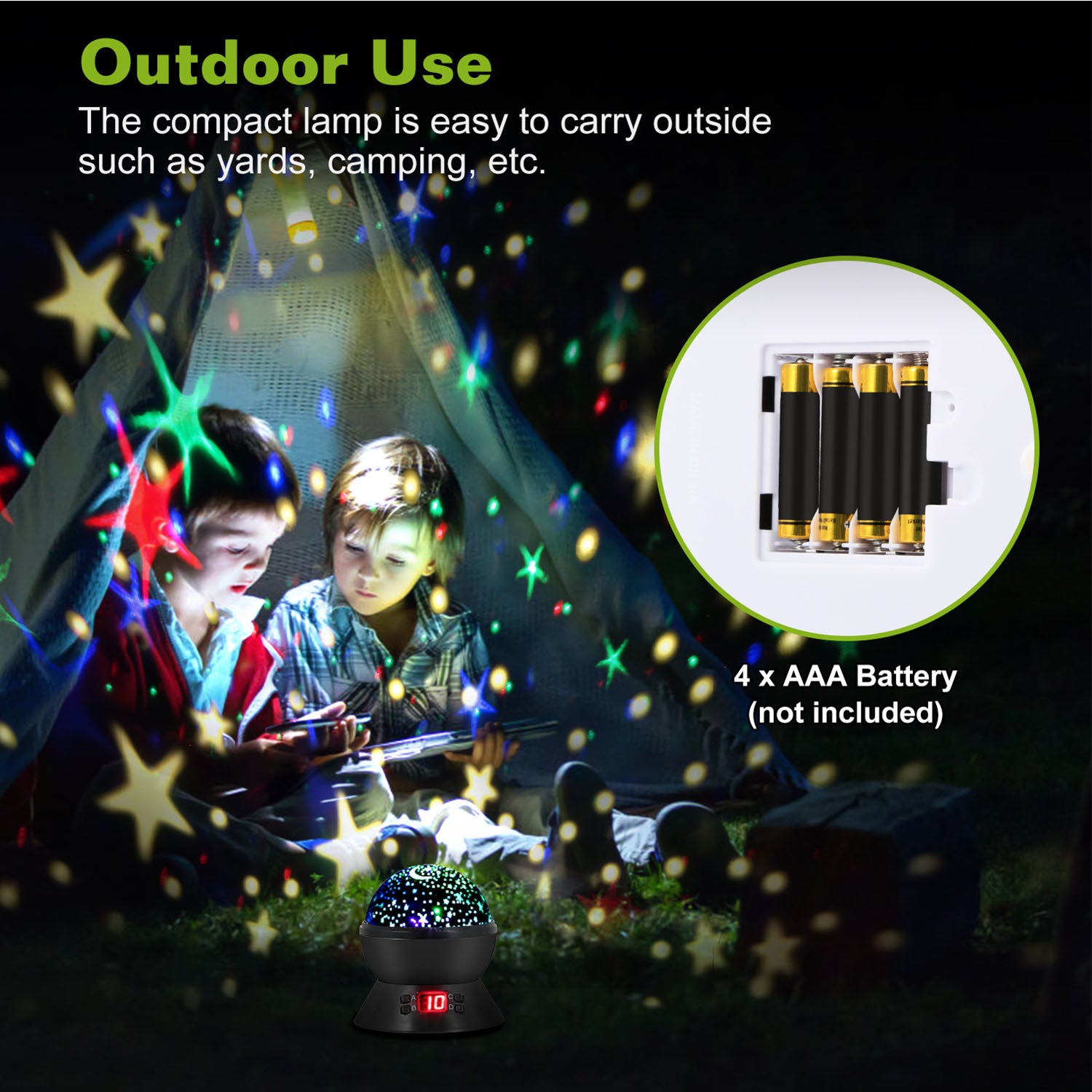 LED Projector Lamp Kids Night Light Star Moon Projection Night Lamp 360 Degree Rotation Timer - Mountain Lakes Mall