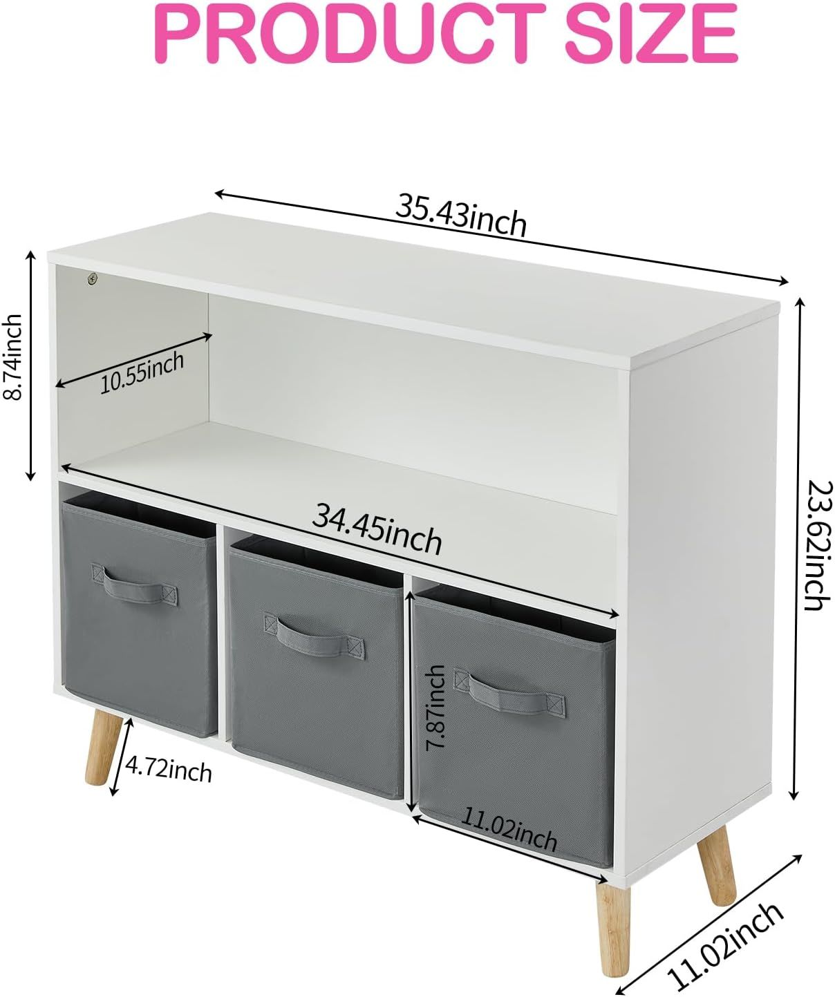 LED Kids Bookshelf and Toy Storage, Kids Bookcase with Storage, Kids Toy Storage Organizer, Bookshelf for Kids, Book Shelf for Kids Rooms and Bedroom,Kids Room Organizers and Storage(Grey) - Mountain Lakes Mall