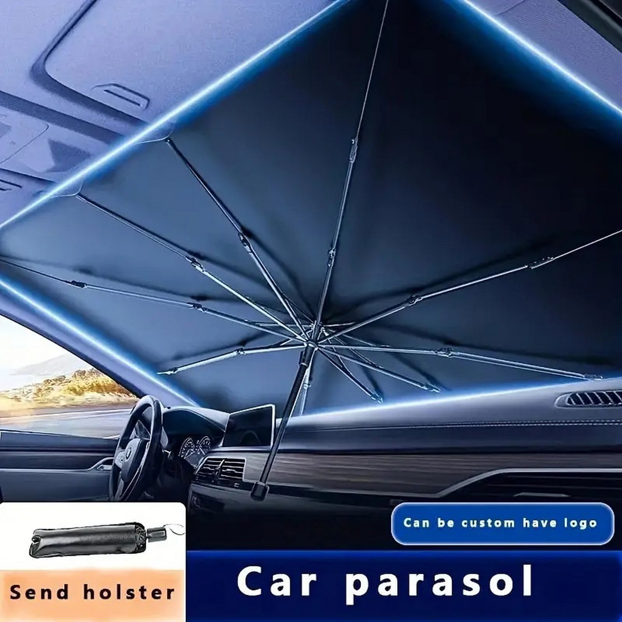 Stainless Steel Premium Car Windshield Sunshade - Portable, Foldable, and Adjustable Design for Maximum Sun Protection - Easy to Install and Store - Mountain Lakes Mall