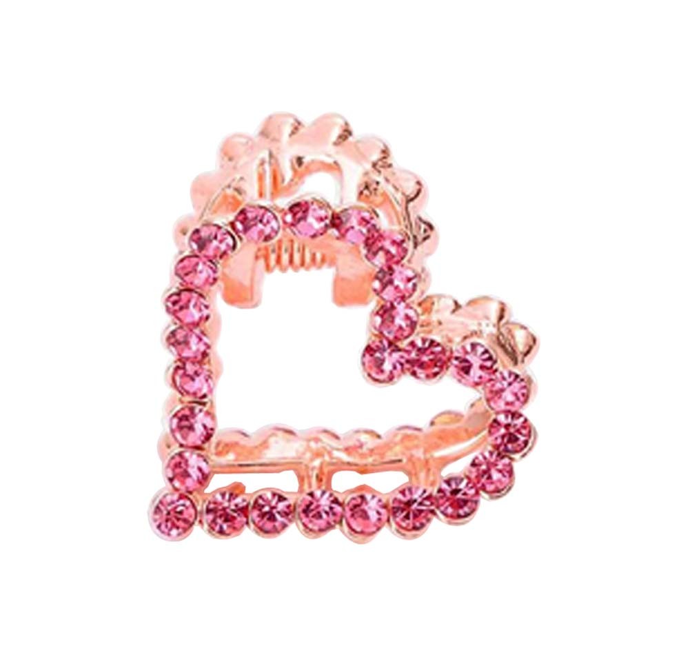 2 Pcs Rhinestone Hair Claw Clips Small Jaw Clips Bling Metal Hair Clamp, Heart-3 - Mountain Lakes Mall