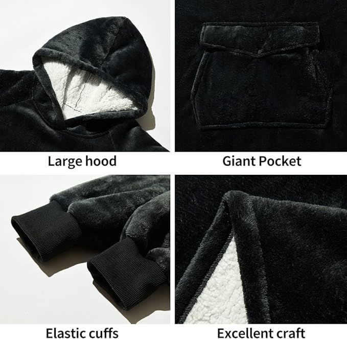 Krifey Wearable Blanket Hoodie, Oversized Sherpa Hooded as Birthday Gifts for Mom Women Girlfriend Men, Cozy Sweatshirt with Giant Pocket - Mountain Lakes Mall