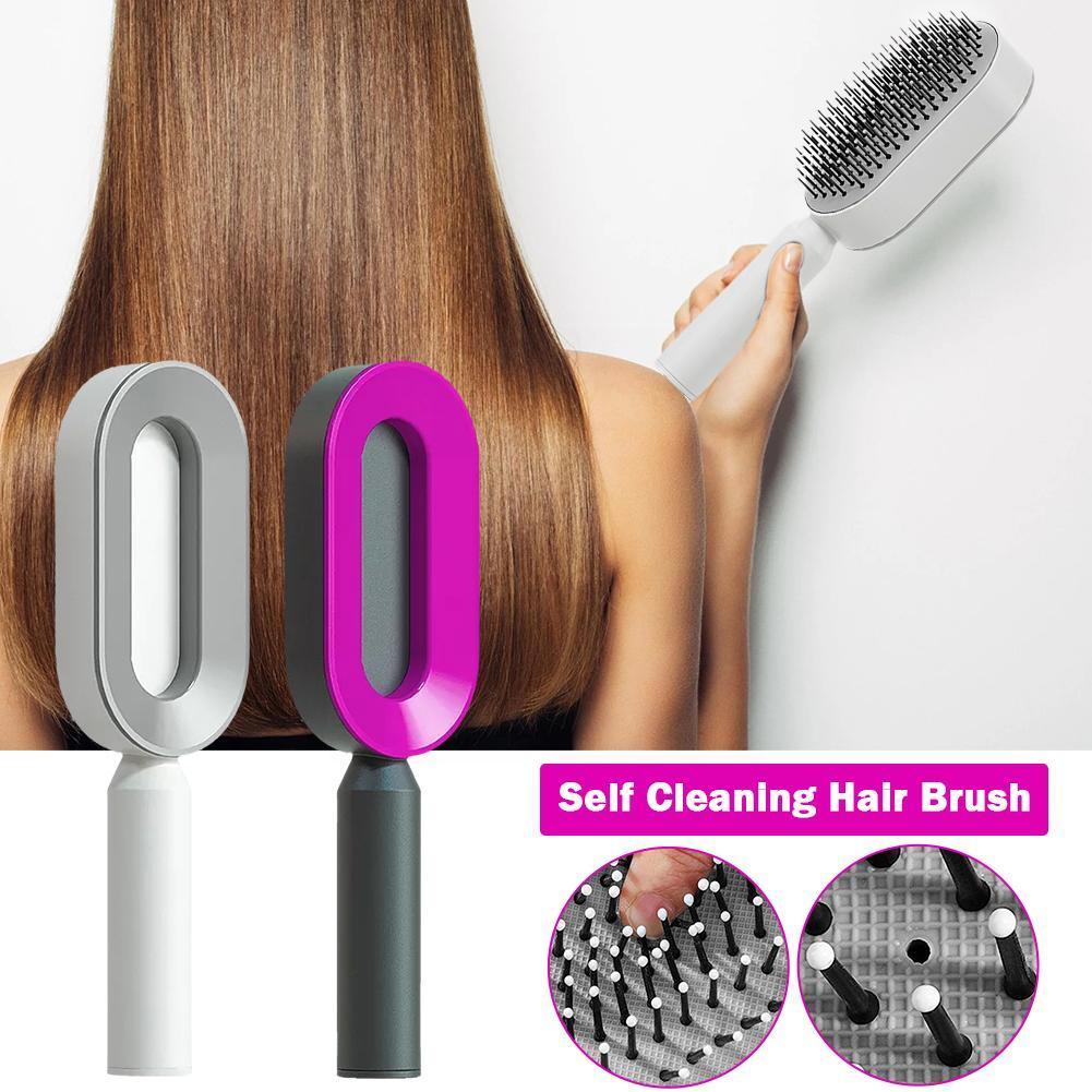 Self Cleaning Hair Brush For Women Massage Scalp Promote Blood Circulation Anti Hair Loss - Mountain Lakes Mall