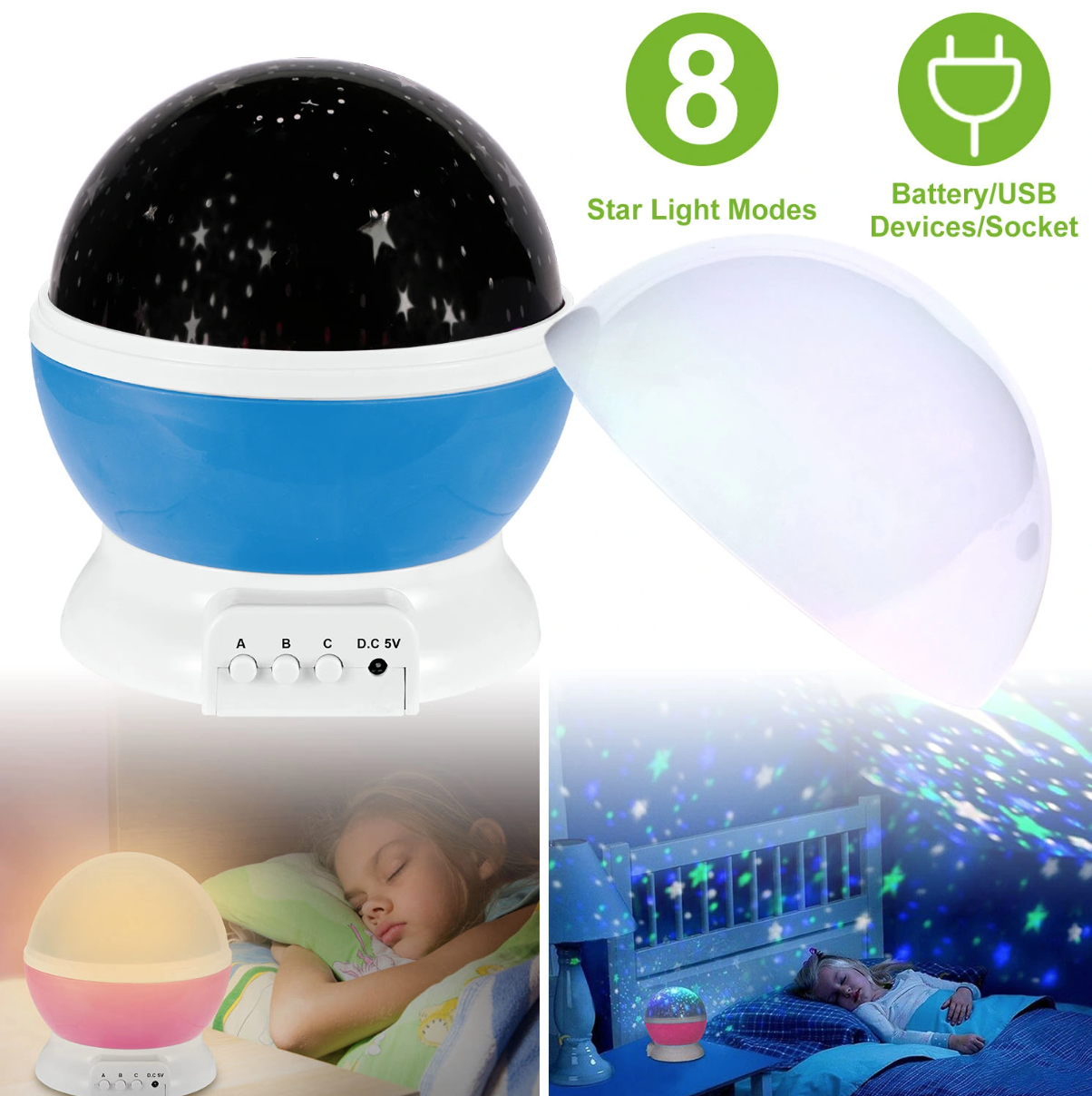 LED Star Sky Projector Night Light Kids Rotating Starry Night Lamp - Mountain Lakes Mall