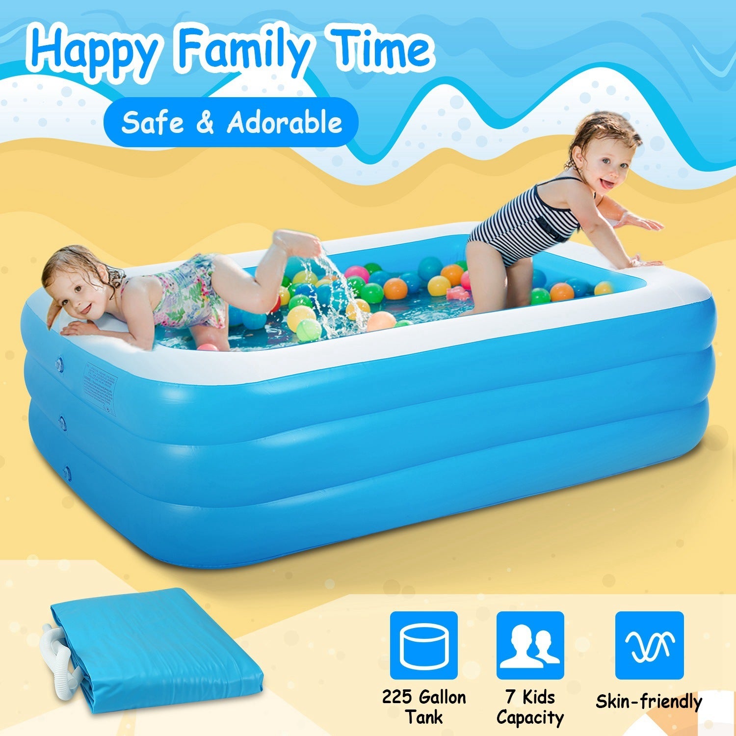 103x69x24in Inflatable Swimming Pools Family Swim Play Center Pool Blow up Kiddie Pool - Mountain Lakes Mall