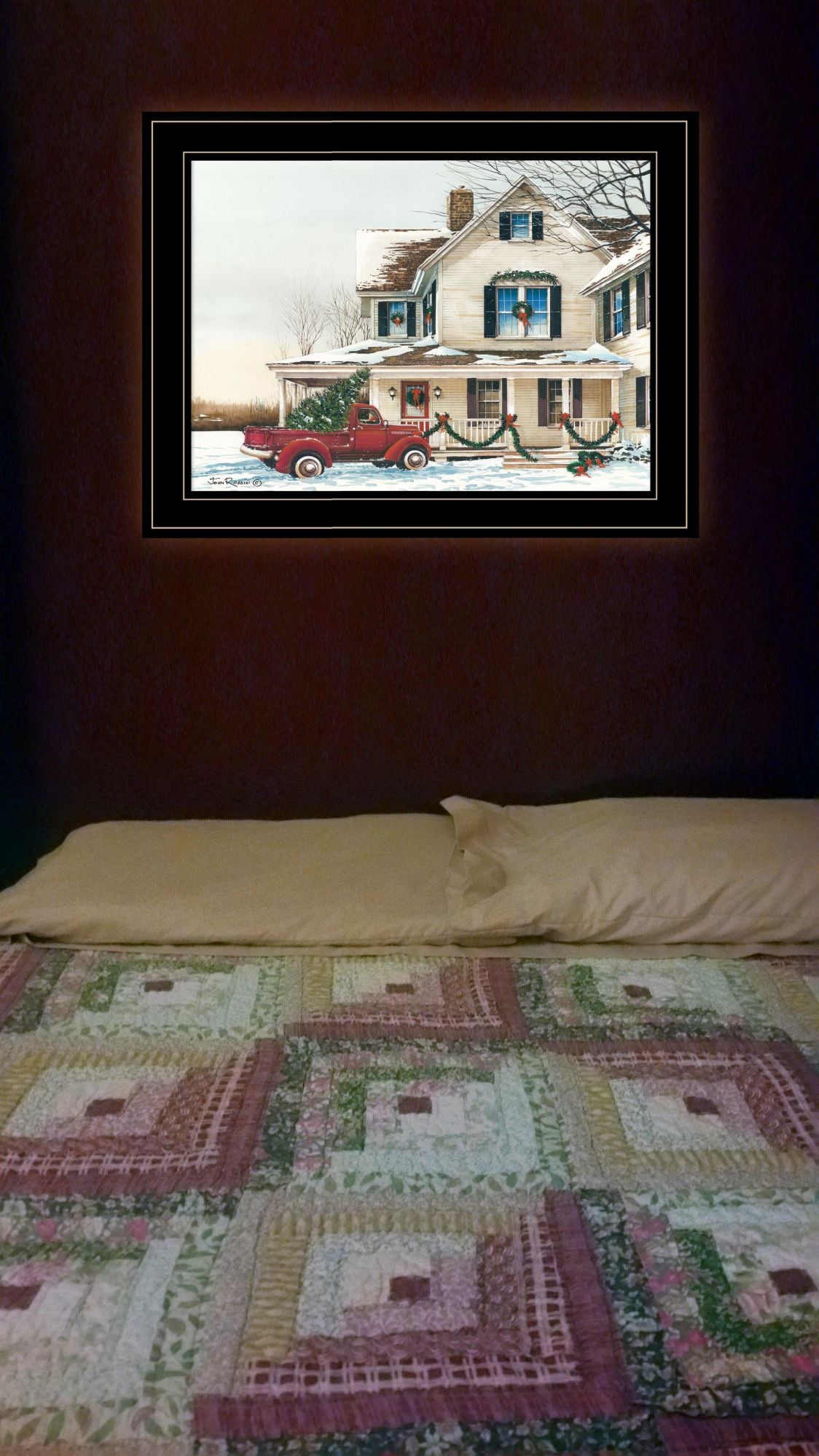 "Preparing for Christmas" by John Rossini, Ready to Hang Framed Print, Black Frame - Mountain Lakes Mall