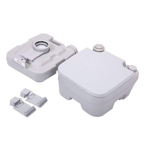 Lightweight Portable Toilet, 2.6 Gallon Flushable Camping Toilet, Sanitary Outdoor Travel Toilet for Tents Boats Semi Trucks RV Campers, Gray XH - Mountain Lakes Mall