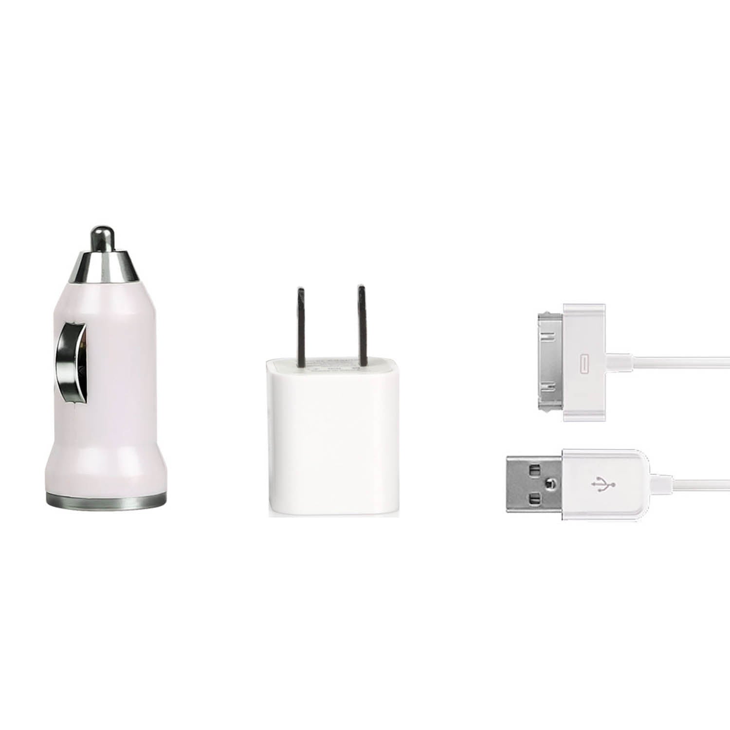 32pin USB Car Charger USB Wall Charger USB Cable Compatible with iPhone4/4S - Mountain Lakes Mall