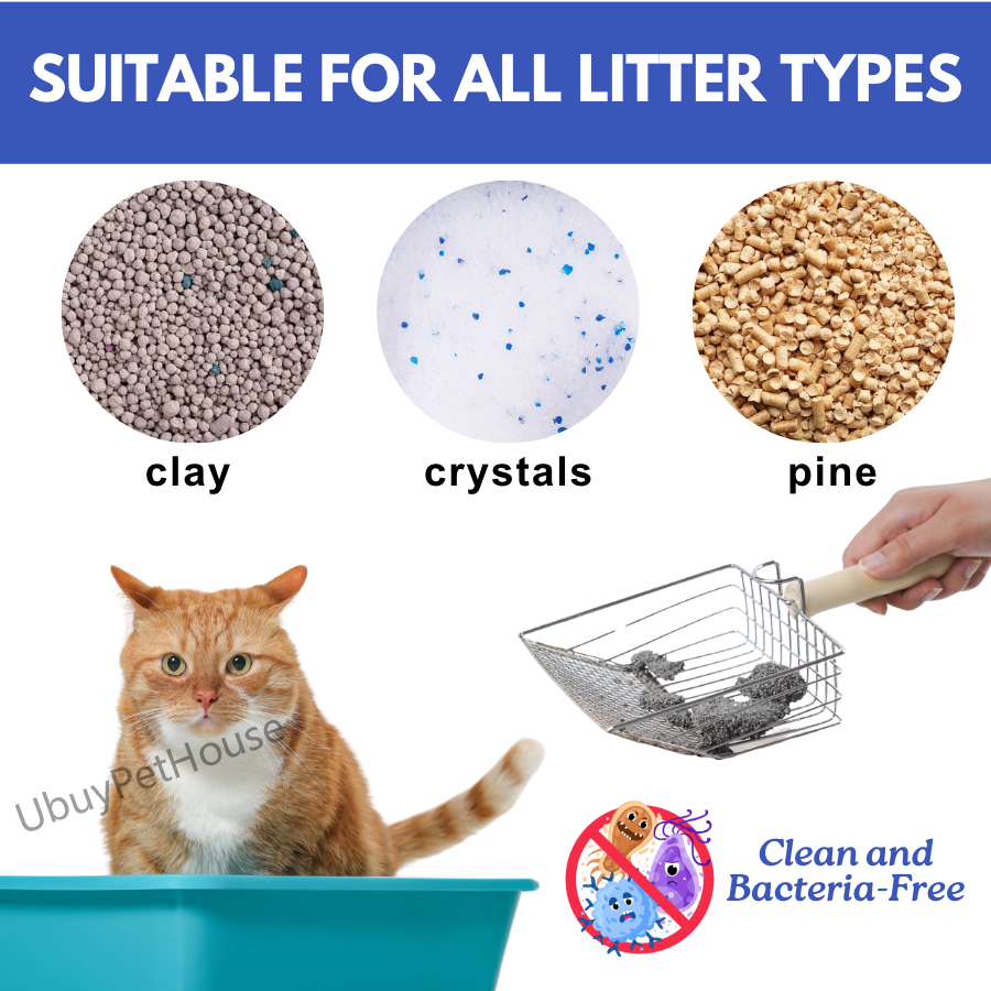 Cat metal litter scoops filter small feces Litter filters Oversized dog litter scoops can cope with different sizes of feces small and large holes The new design of litter scoops Wooden handles - Mountain Lakes Mall