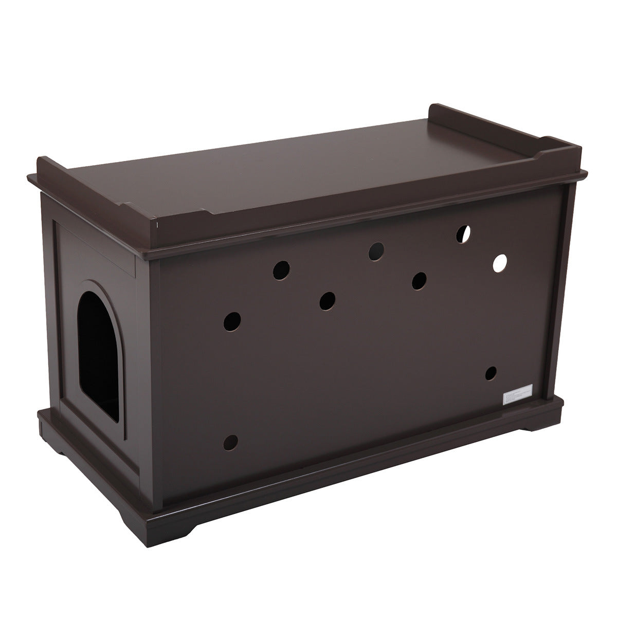 Cat Washroom Bench, Wood Litter Box Cover with Spacious Inner, Ventilated Holes, Removable Partition, Easy Access,Chocolate Brown - Mountain Lakes Mall