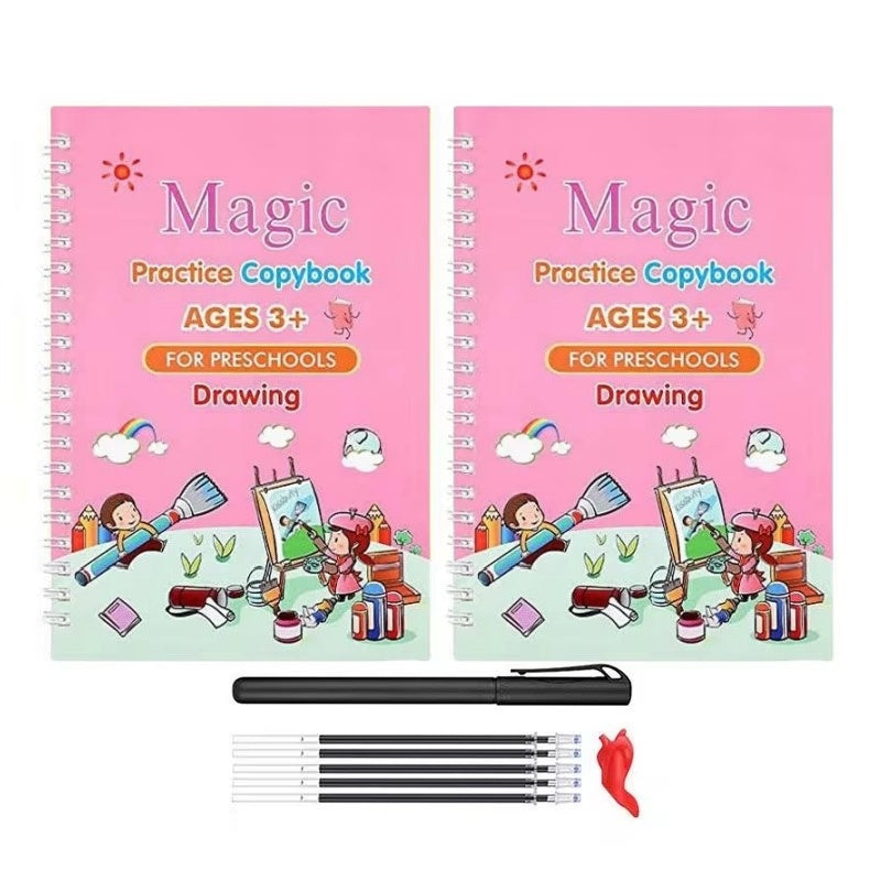 Reusable Magic Copybook Drawing Toys Pen Control Training Writing for Children 3D Magic Notebook Writing Lettering Calligraphy Notebooks - Mountain Lakes Mall