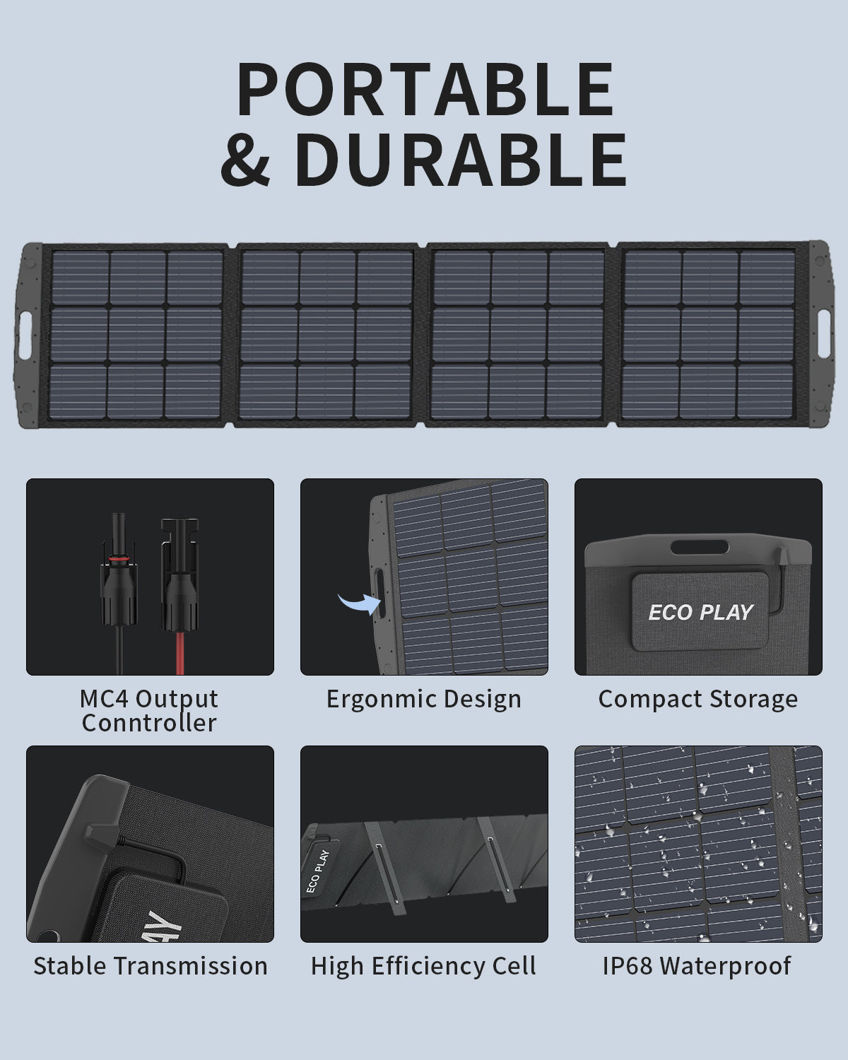 Solar Panel, Foldable Portable Solar Panel Battery Charger Kit with Adjustable Kickstand, Wire Storage Bag, MC4 Cable, IP67 Waterproof for Portable Power Station Camping Tent Home Off-Grid RV (200W) - Mountain Lakes Mall