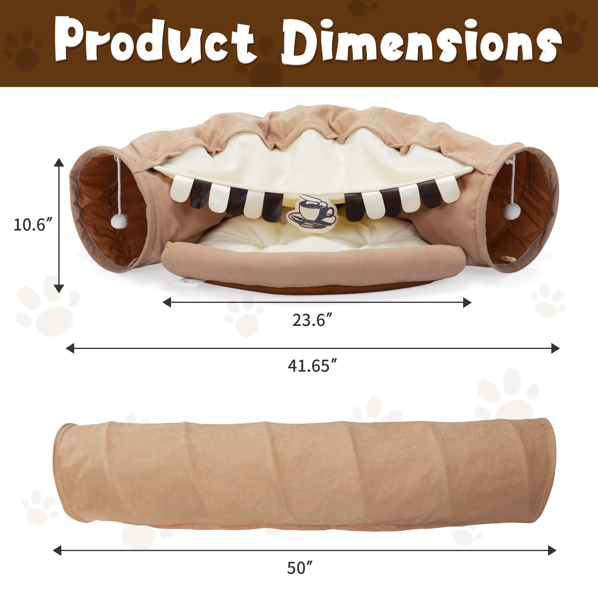 Collapsible Cat Tunnel Bed;  Hide Tunnel for Indoor Cats with Hanging Toys and Cushion Mat;  XH - Mountain Lakes Mall