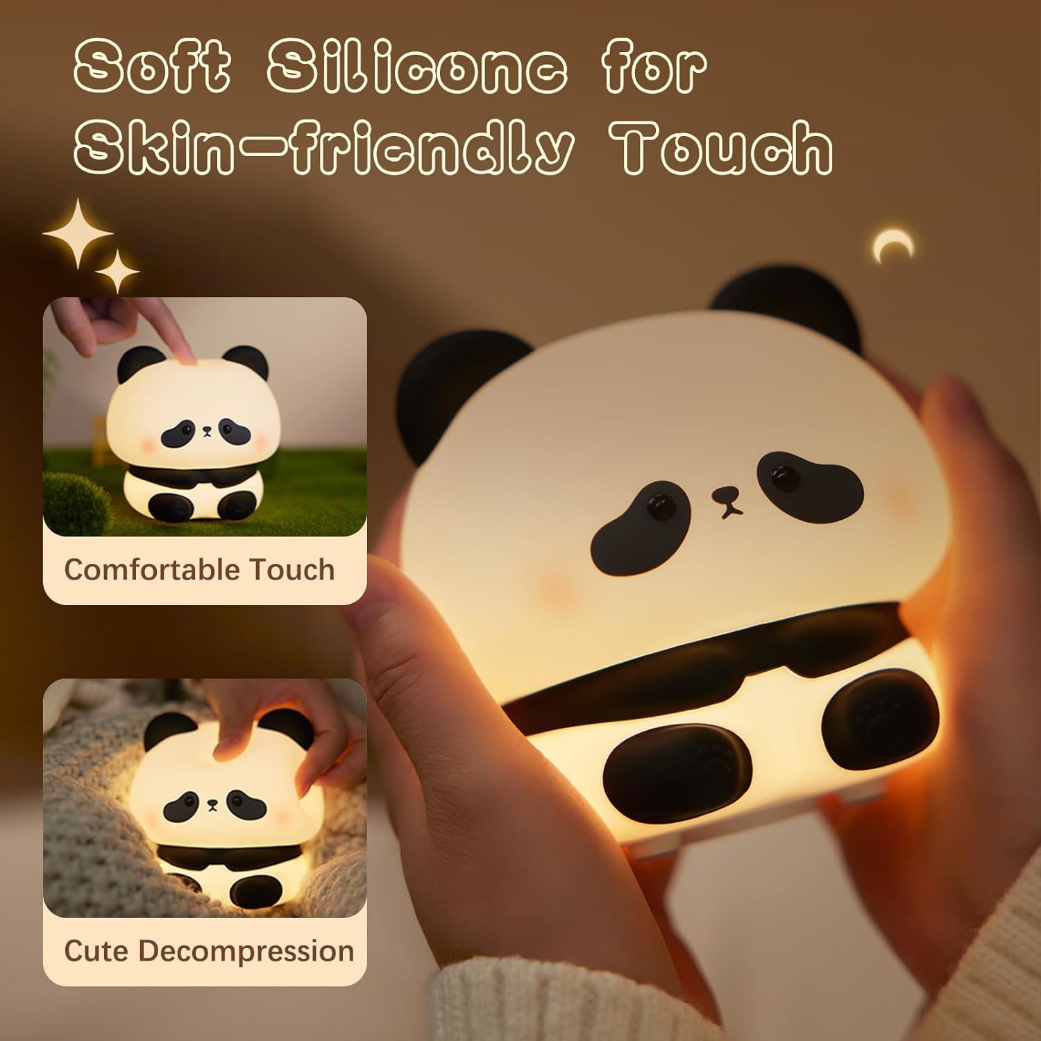 Cute Panda Night Light, LED Squishy Novelty Animal Night Lamp