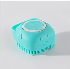 Pet Grooming Bath Massage Brush with Soap and Shampoo Dispenser Soft Silicone Bristle for Long Short Haired Dogs Cats Shower, Blue - Mountain Lakes Mall