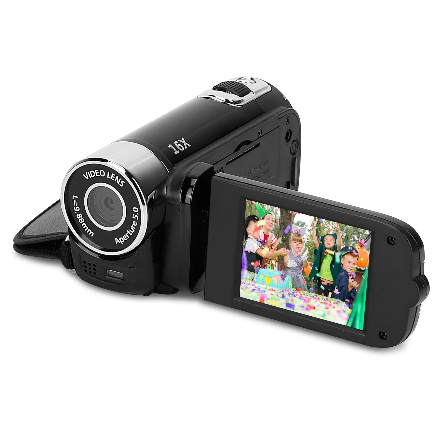 HD 1080P Digital Video Camcorder 2.7in 16X Zoom DV Camera 270° Rotation Rechargeable Kid Camera w/Fill Light Selfie - Mountain Lakes Mall