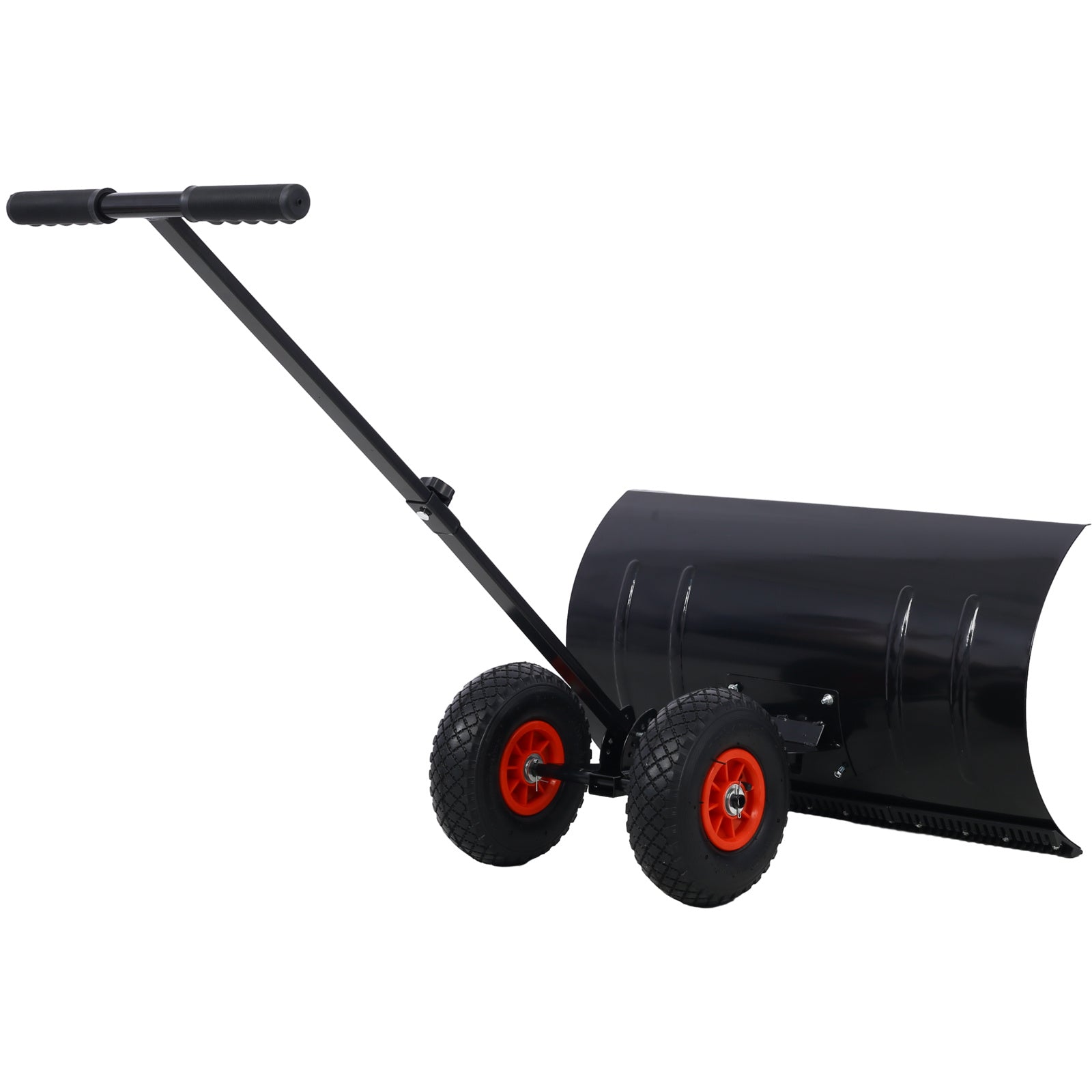 Snow Shovel with Wheels, Snow Pusher, Cushioned Adjustable Angle Handle Snow Removal Tool, 29" Blade, 10" Wheels,black color - Mountain Lakes Mall