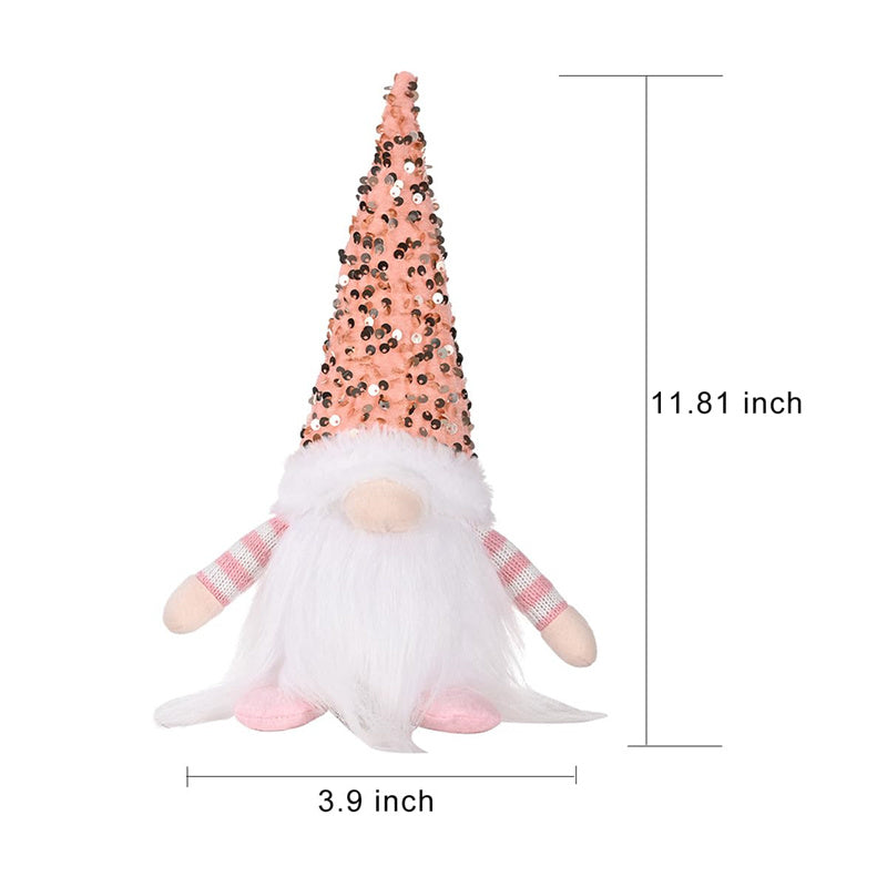 3PS Christmas Gnome Plush Doll Light-Up Tabletop Decor with Sequin Hat