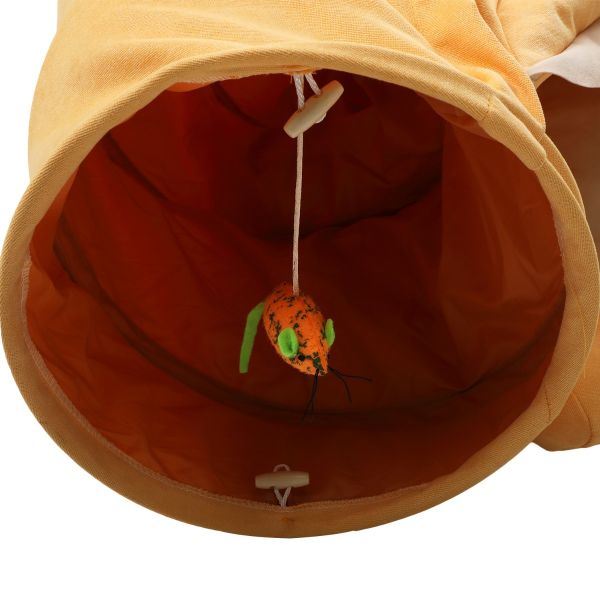 Collapsible Cat Tunnel Bed;  Hide Tunnel for Indoor Cats with Hanging Toys and Cushion Mat;  XH - Mountain Lakes Mall