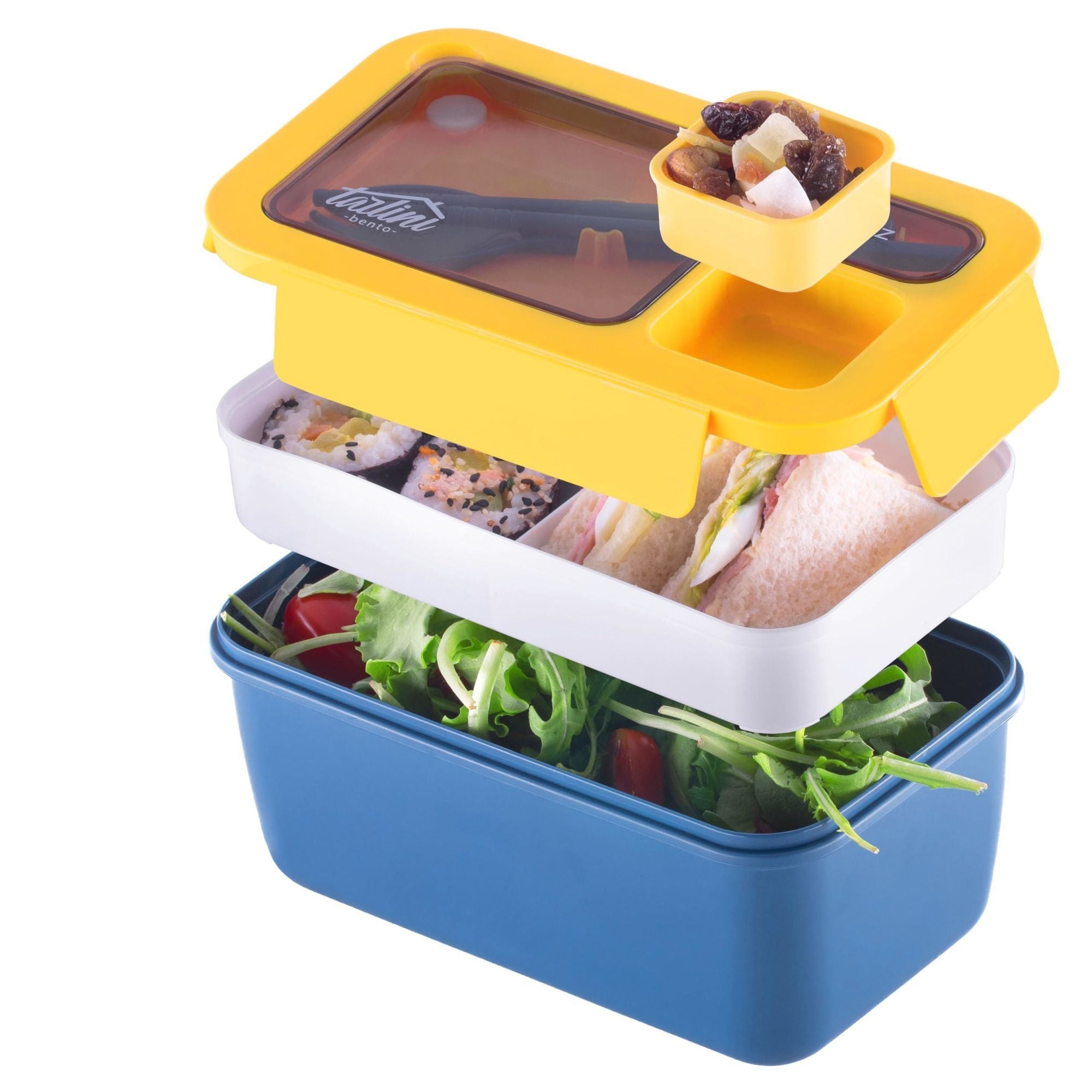 Blue Bento box Premium Lunch Box with Compartments for Portion Control and On The Go Dining Adult lunch box Durable and Stylish Solution 40 Ounces - Mountain Lakes Mall