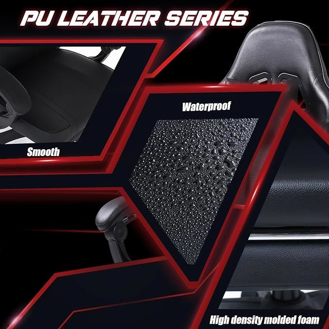 Video Game Chairs for Adults, PU Leather Gaming Chair with Footrest, 360°Swivel Adjustable Lumbar Pillow Gamer Chair, Comfortable Computer Chair for Heavy People - Mountain Lakes Mall