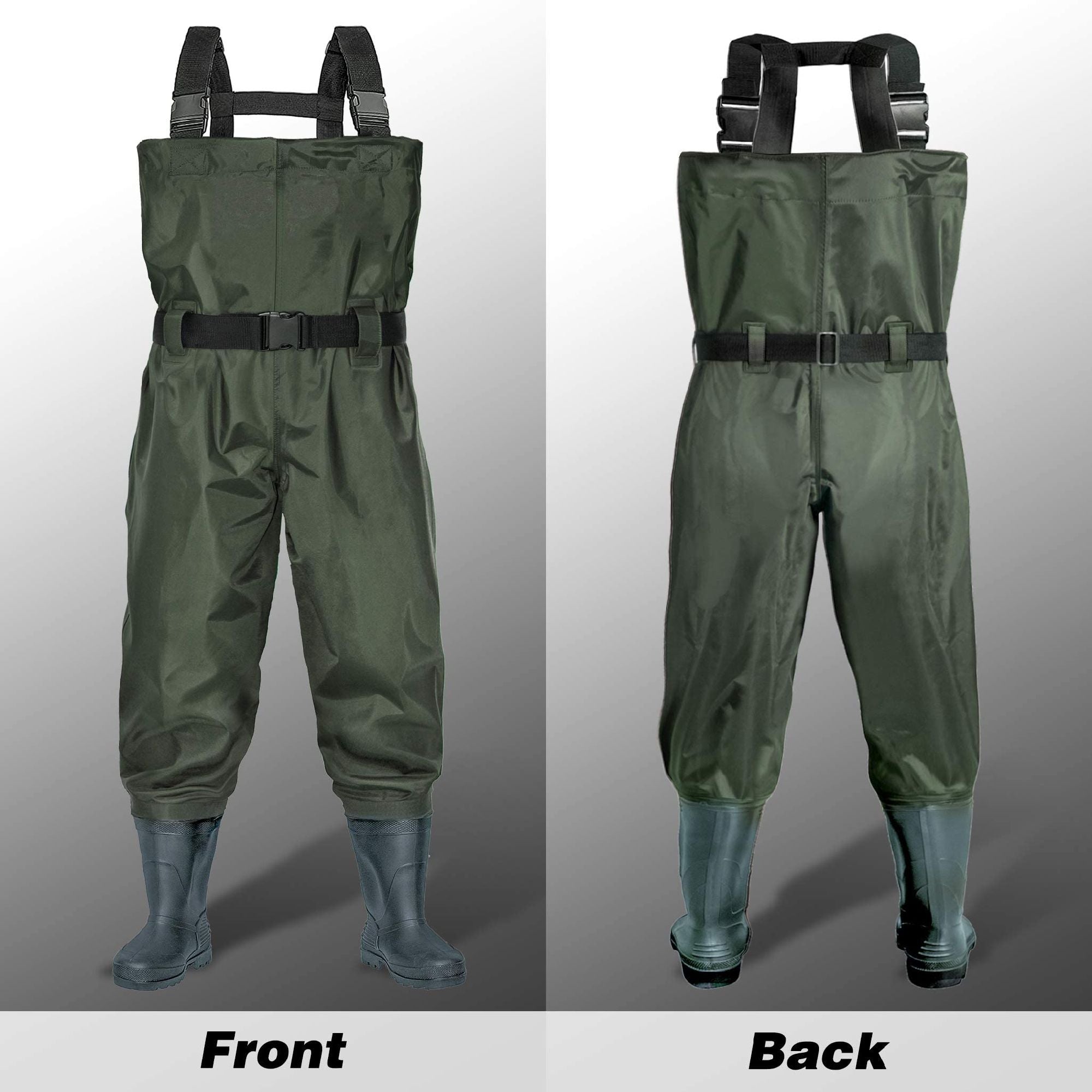 BELLE DURA Fishing Waders Chest Waterproof Light Weight Nylon Bootfoot Waders for Men Women with Boots - Mountain Lakes Mall