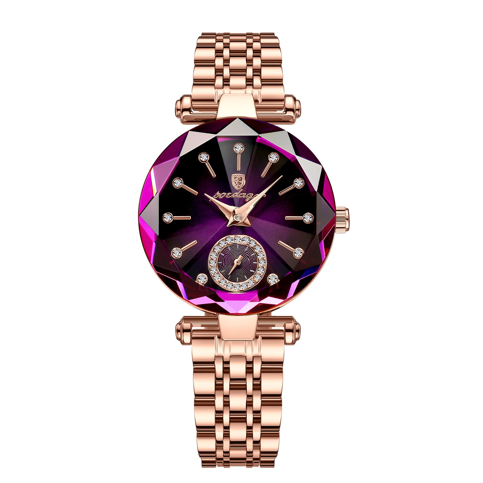 POEDAGAR Watch for Women Luxury Jewelry Design Rose Gold Steel Quartz - Mountain Lakes Mall