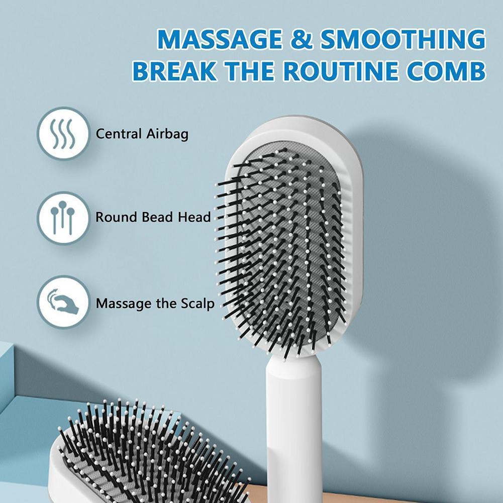 Self Cleaning Hair Brush For Women Massage Scalp Promote Blood Circulation Anti Hair Loss - Mountain Lakes Mall