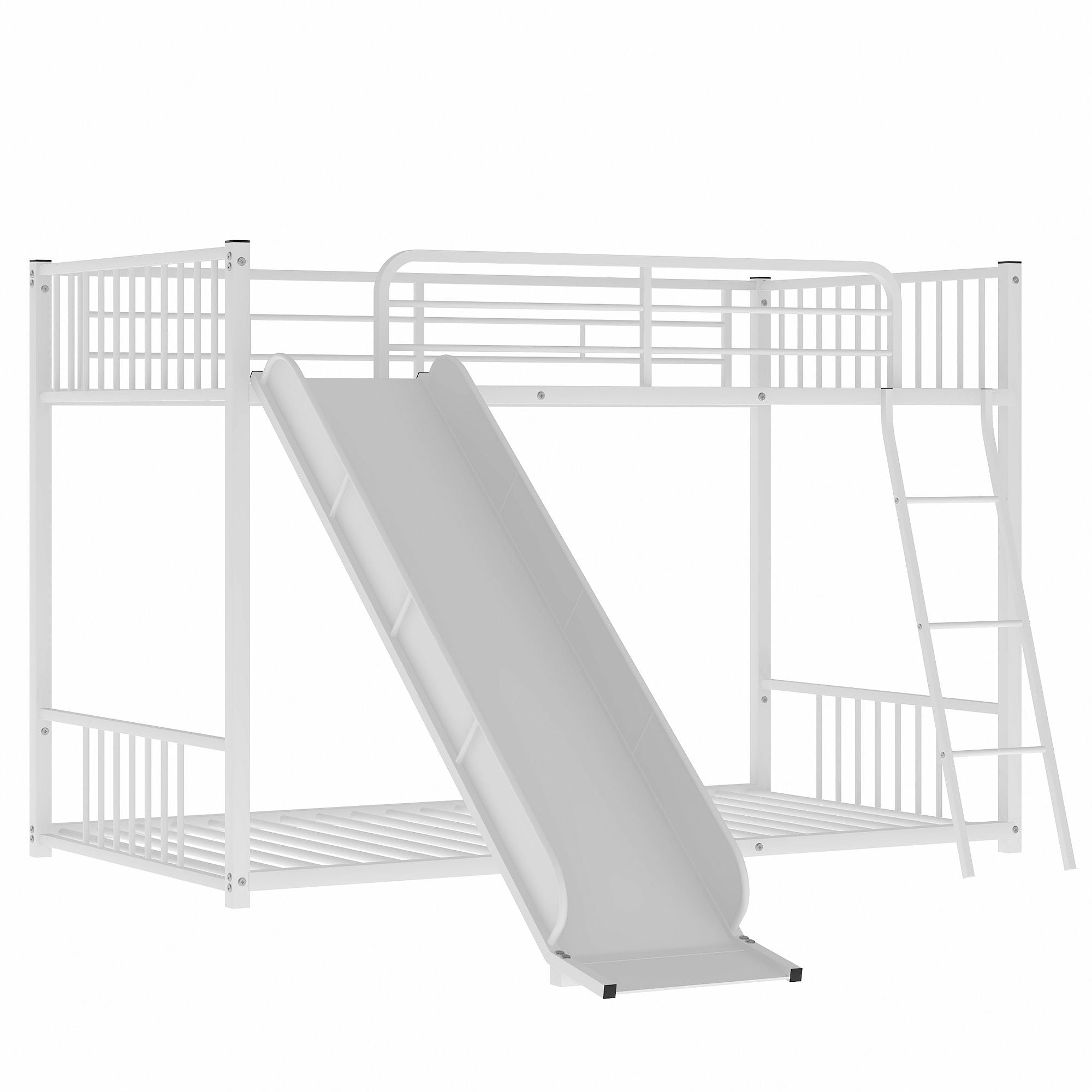 Metal Bunk Bed with Slide, Twin over Twin