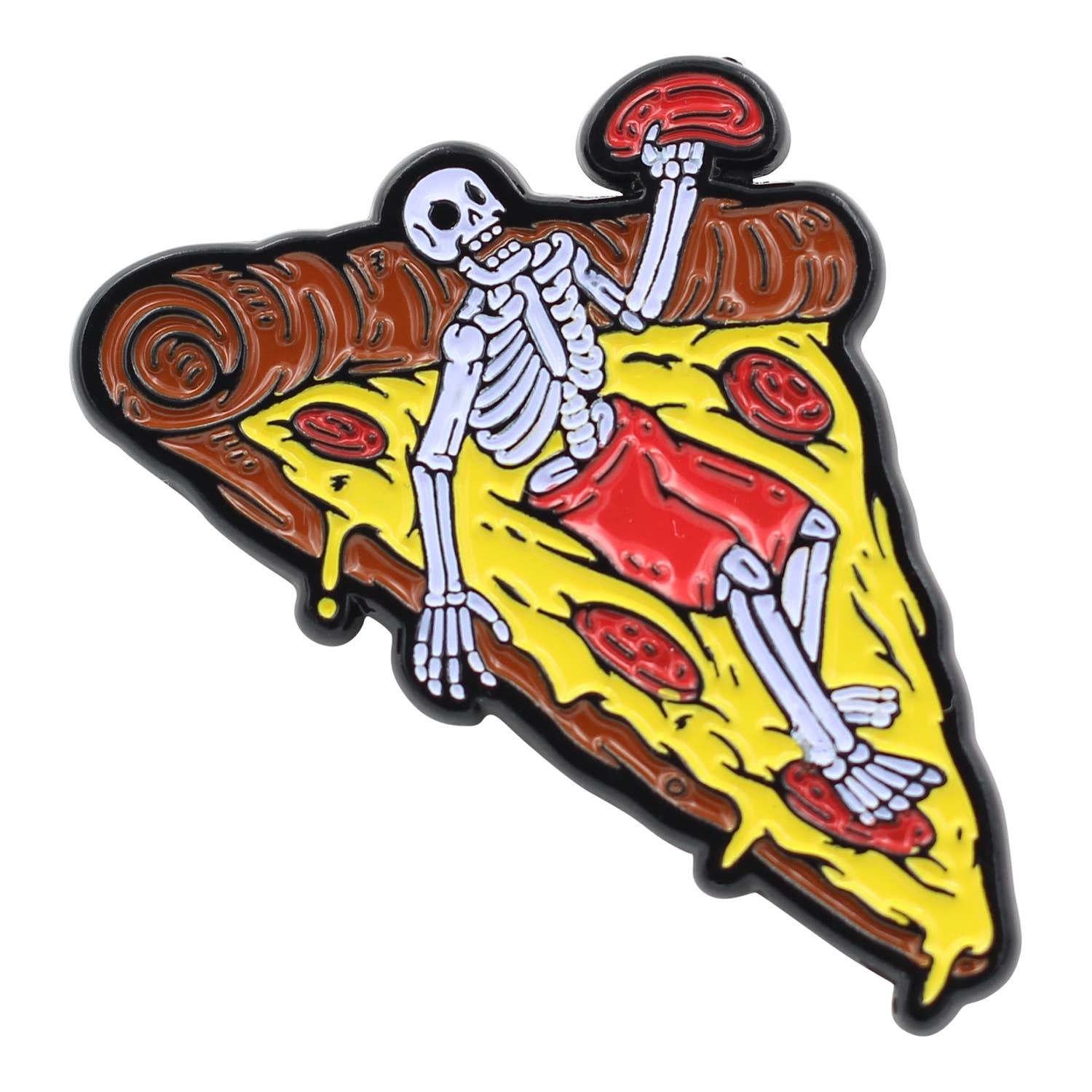 Skeleton Pizza Pin - Pepperoni Pizza Lovers Enamel Lapel Pin - Mountain Lakes Mall