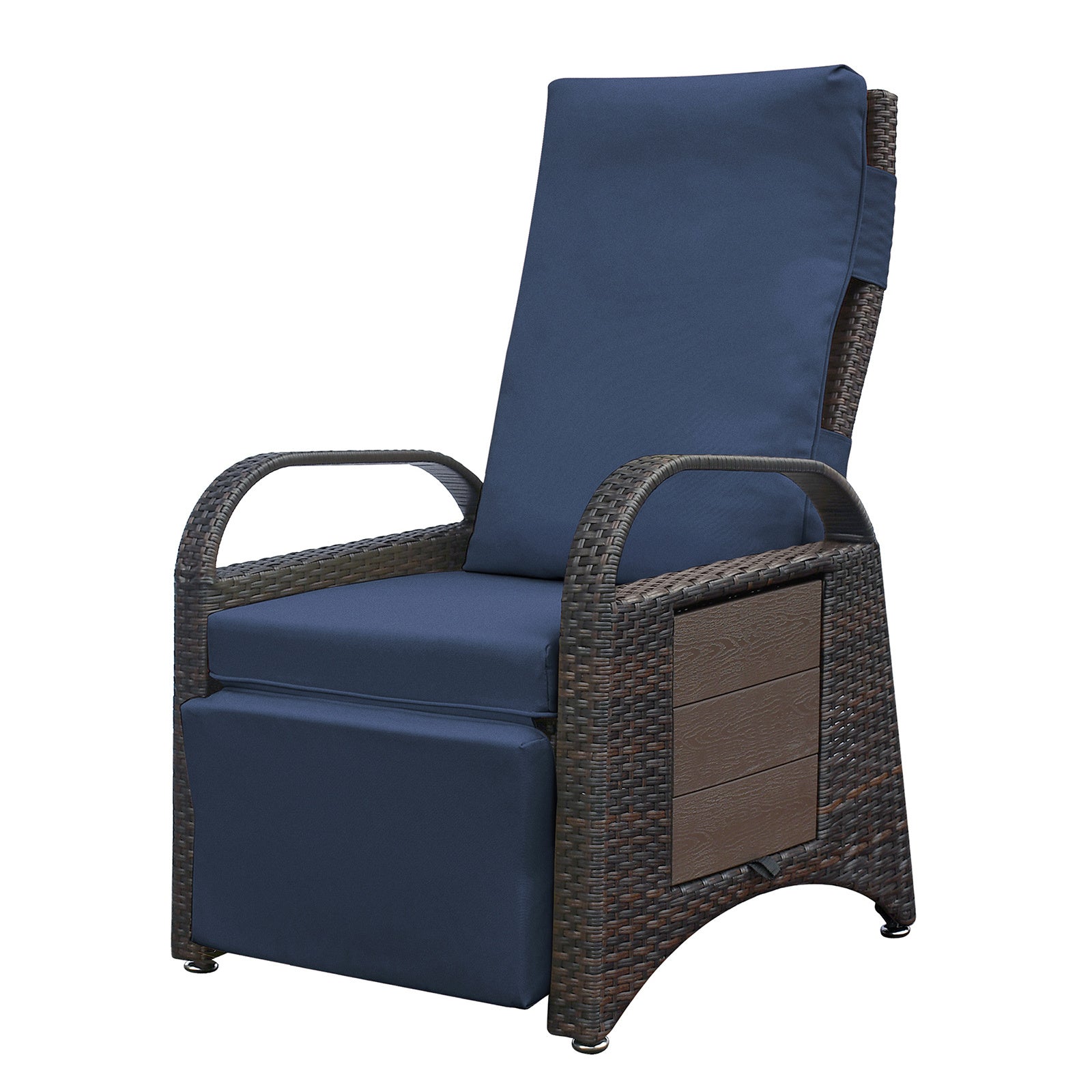 Outdoor Adjustable Wicker Recliner with Flip Table - Mountain Lakes Mall