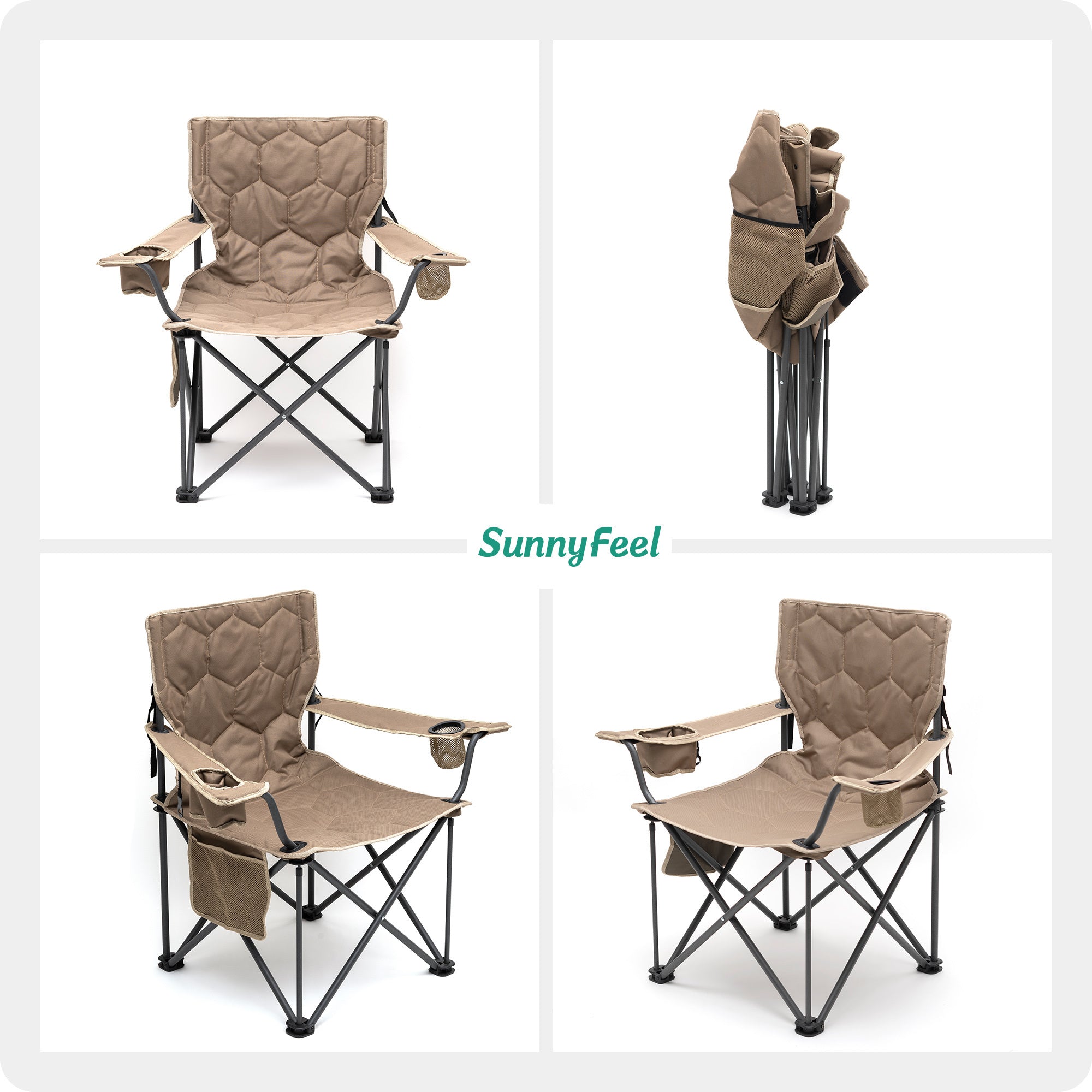 Oversized Folding Camping Chair, Heavy Duty Supports 300 LBS, Portable Chairs For Outdoor Lawn Beach Camp Picnic - Mountain Lakes Mall