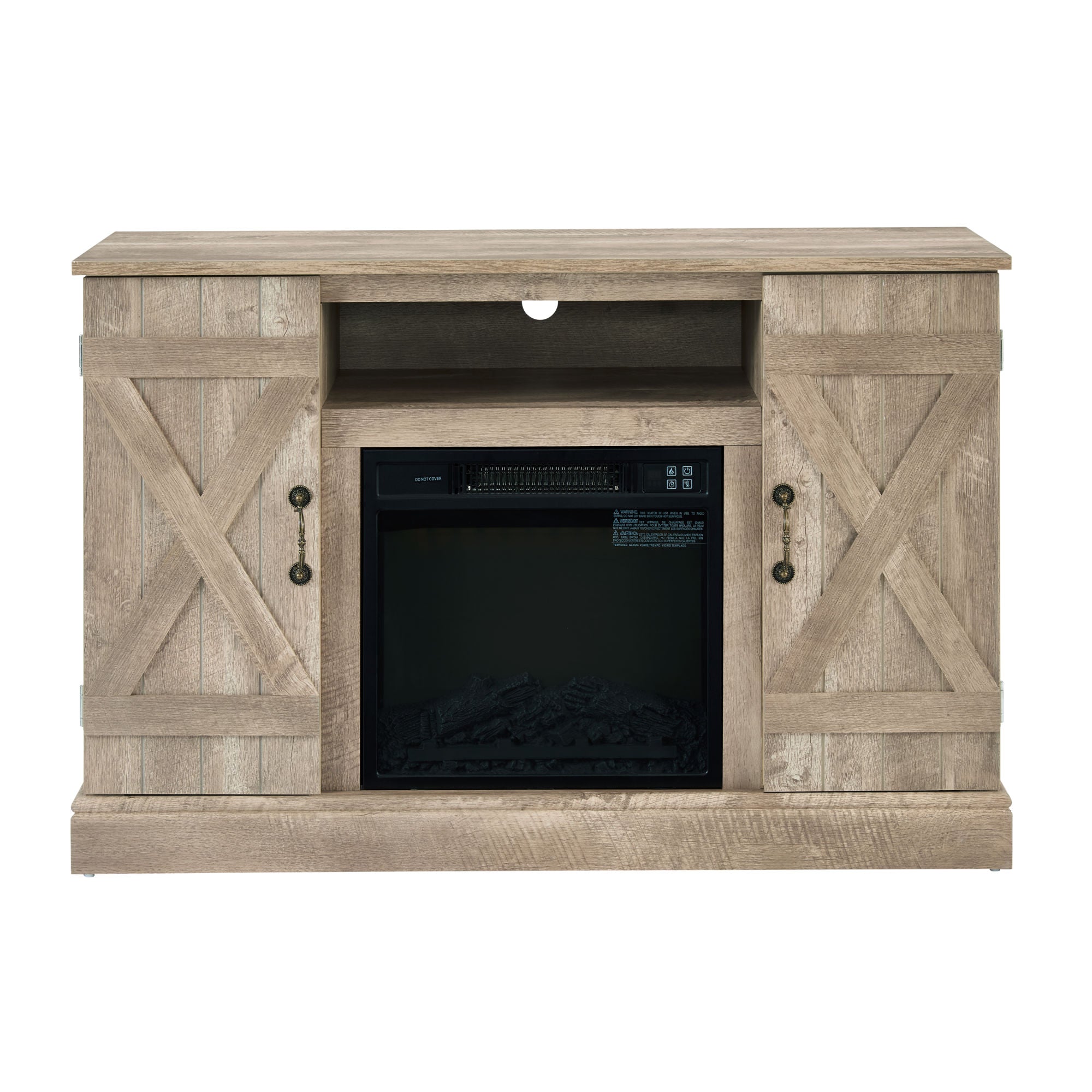 Farmhouse Classic Media TV Stand Antique Entertainment Console with 18" Fireplace Insert for TV up to 50" with Open and Closed Storage Space, Ashland Pine 47"W*15.5"D*30.75"H - Mountain Lakes Mall