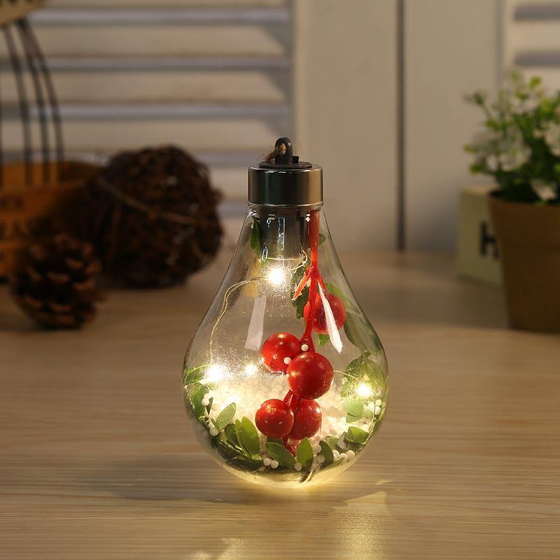 New Christmas decorations simulation bulbs Christmas tree decorations hanging plastic ball LED transparent Christmas ball - Mountain Lakes Mall