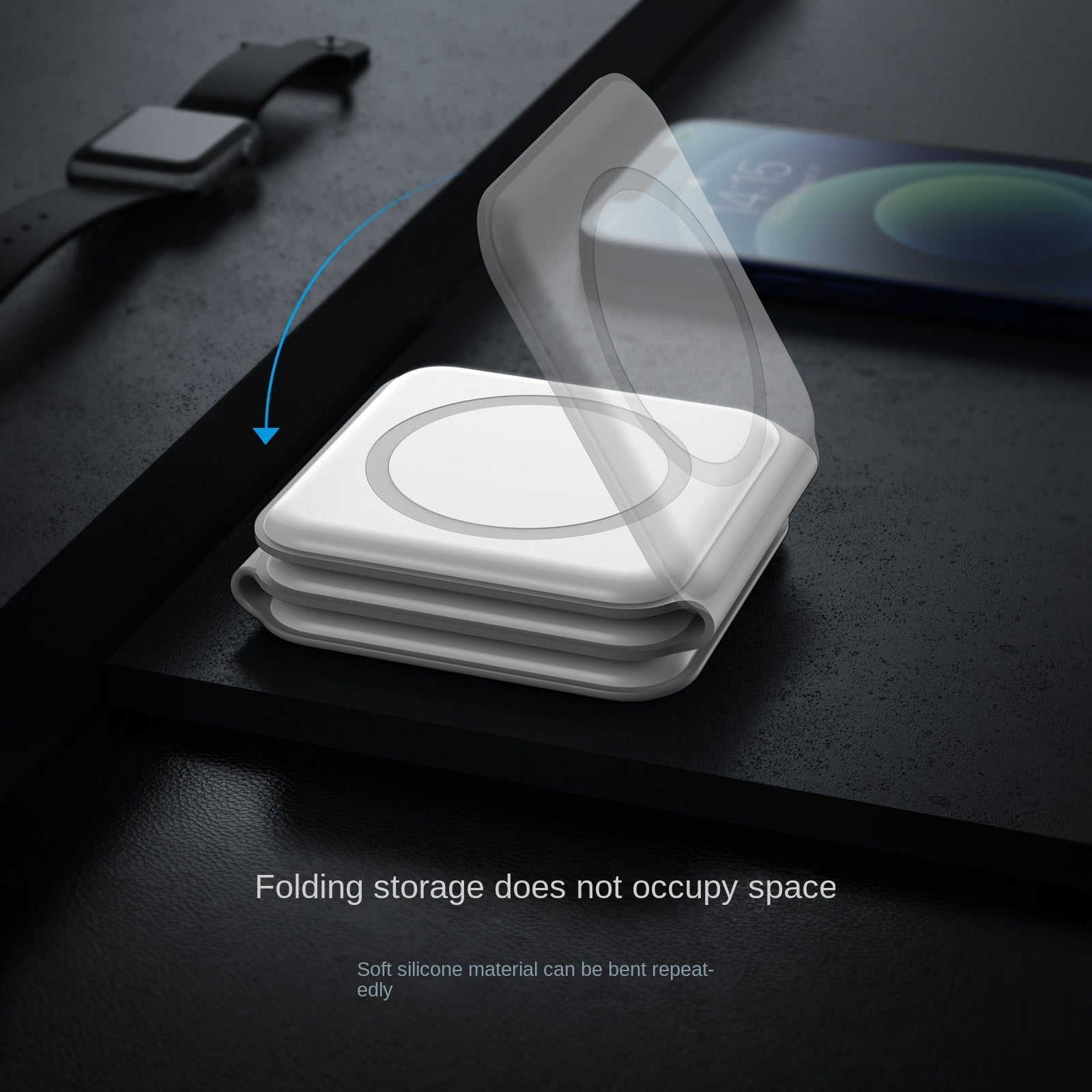 3 in-1 Wireless Charging Pad Magnetic Foldable Charger Station Fast Travel Charger for Multiple Devices Adapt with Phone, Watch Series, Pods 3/2(Adapter not Included) - Mountain Lakes Mall