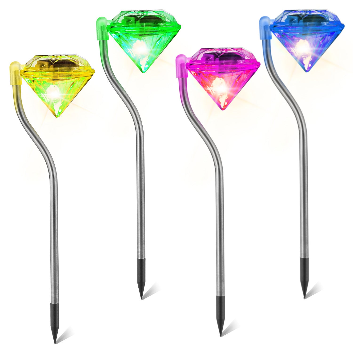 4Pcs Solar Garden Light Outdoor Diamond LED Light IP65 Waterproof Stake Decorative Lamp - Mountain Lakes Mall