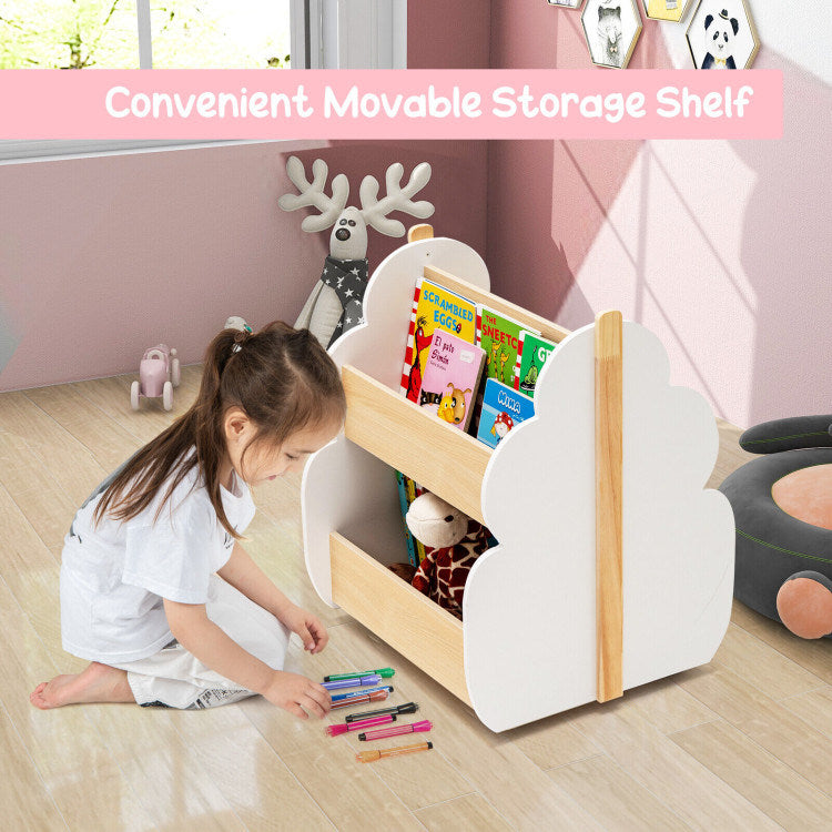 Kids Wooden Bookshelf with Universal Wheels - Mountain Lakes Mall