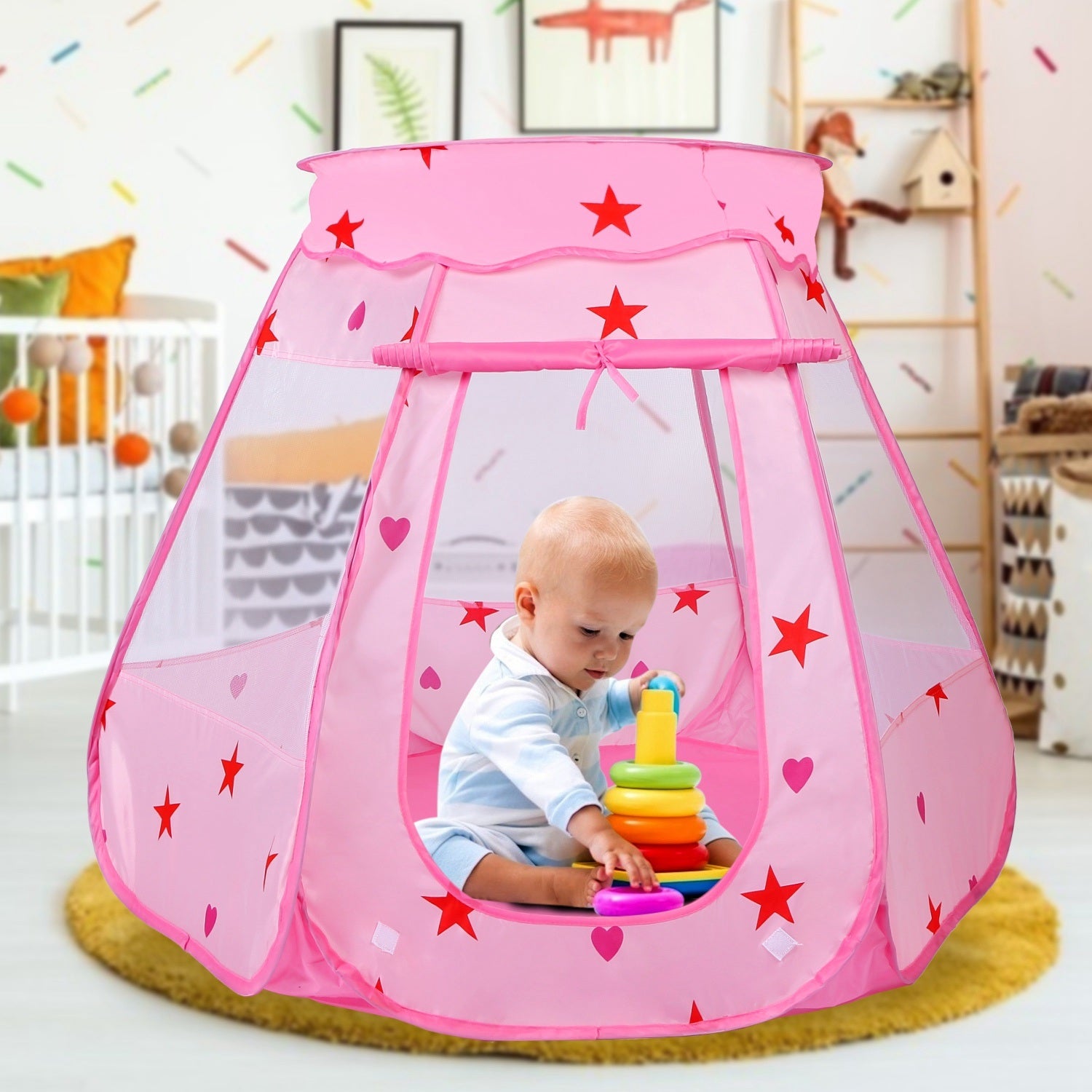 Kids Pop Up Game Tent Prince Princess Toddler Play Tent Indoor Outdoor Castle - Mountain Lakes Mall