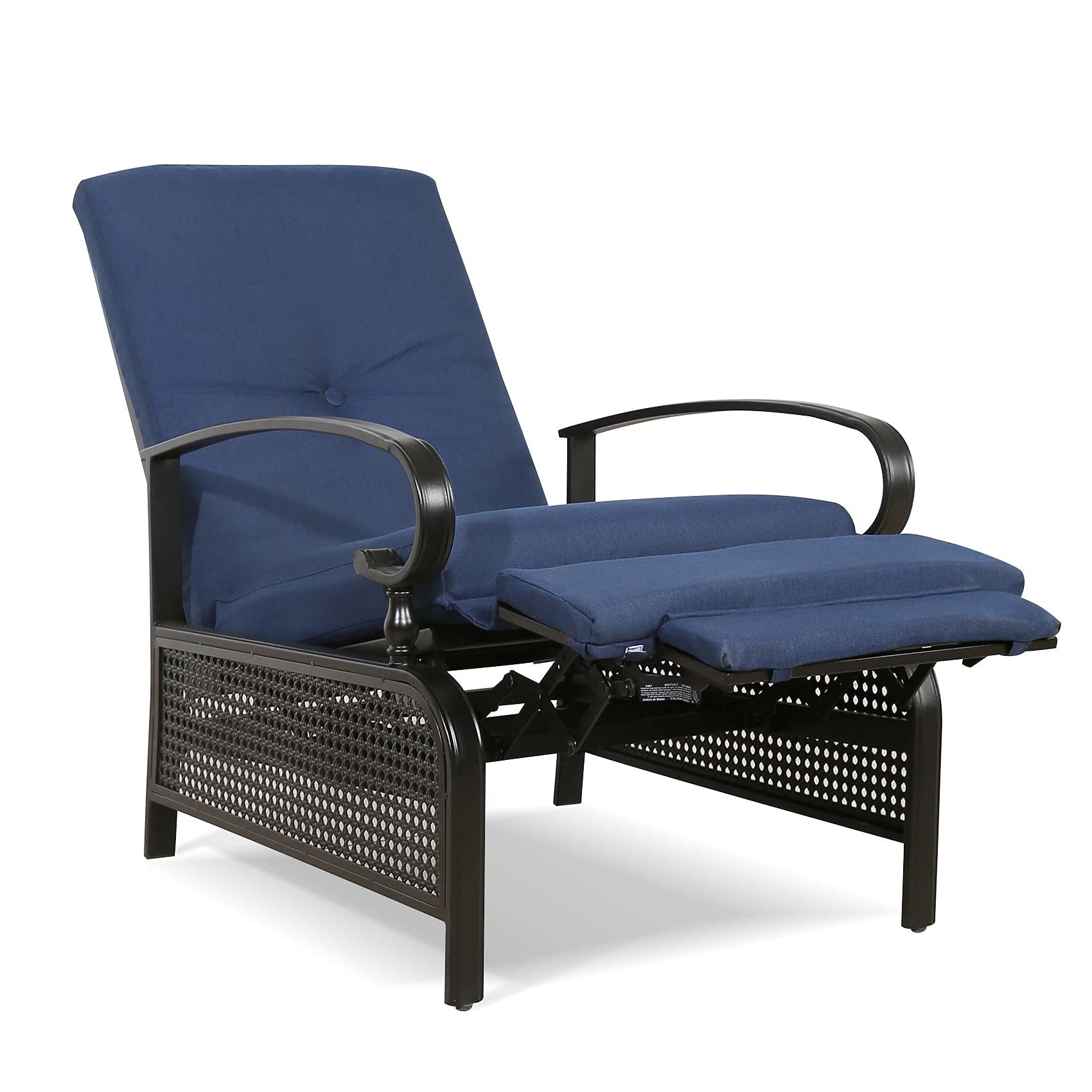 Outdoor Recliner Adjustable Patio Reclining Lounge Chair with Olefin Cushion - Mountain Lakes Mall