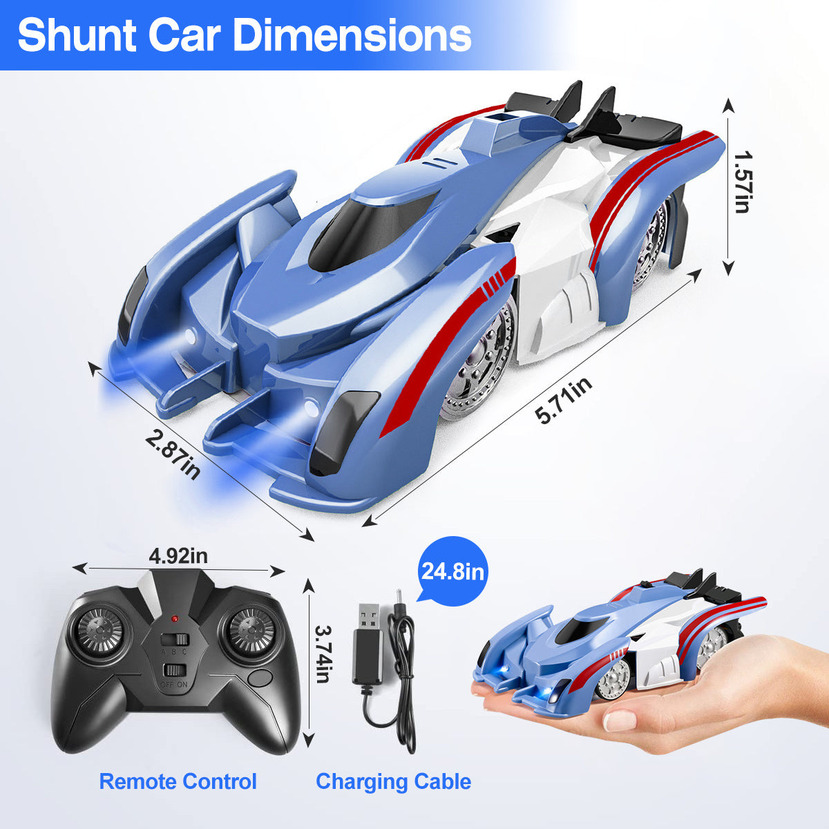 Electric Wall Climbing Car Toy 360° Rotating Stunt Car Remote Control Dual Mode RC Car Rechargeable - Mountain Lakes Mall