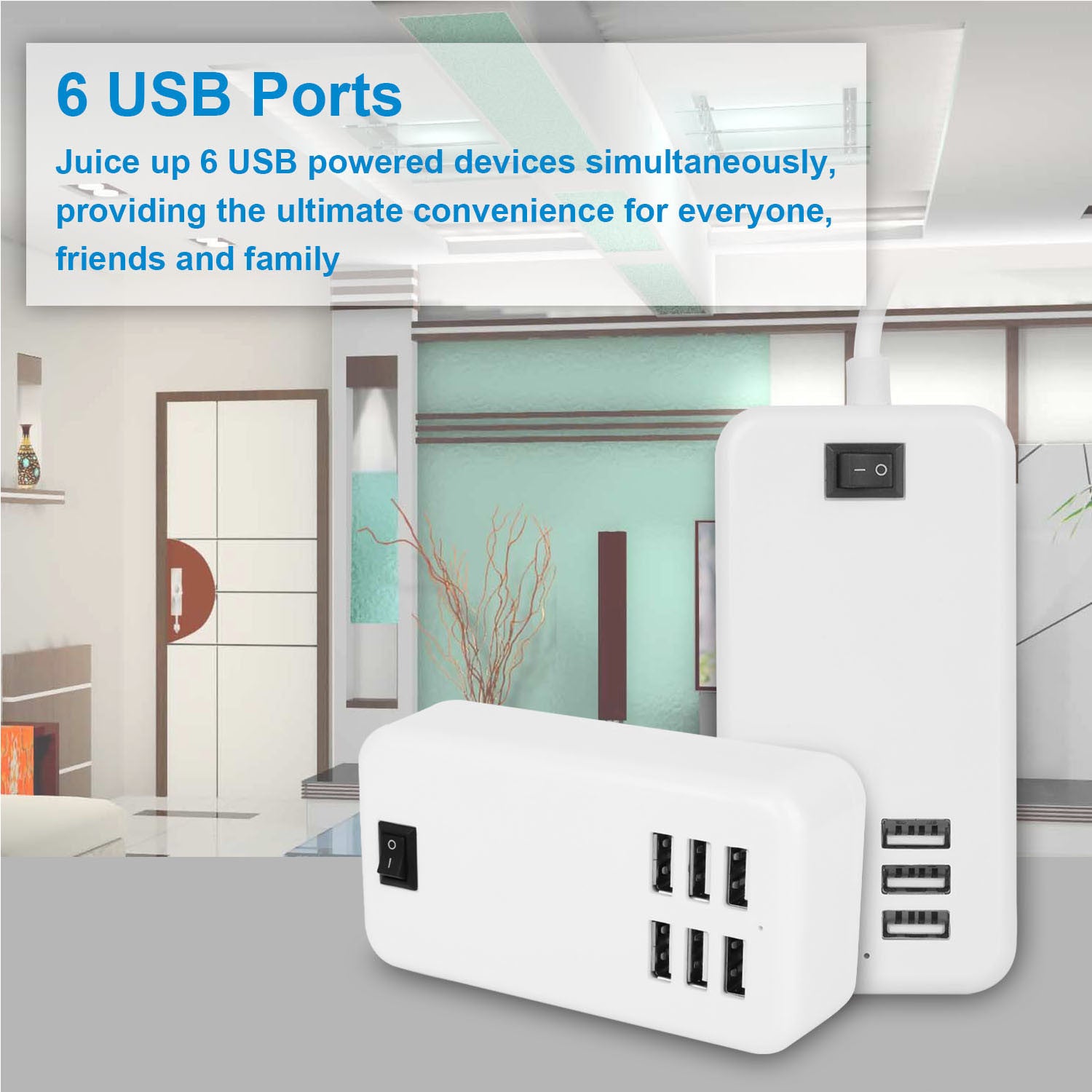 Multiport 6-USB US AC Wall Charger - Mountain Lakes Mall