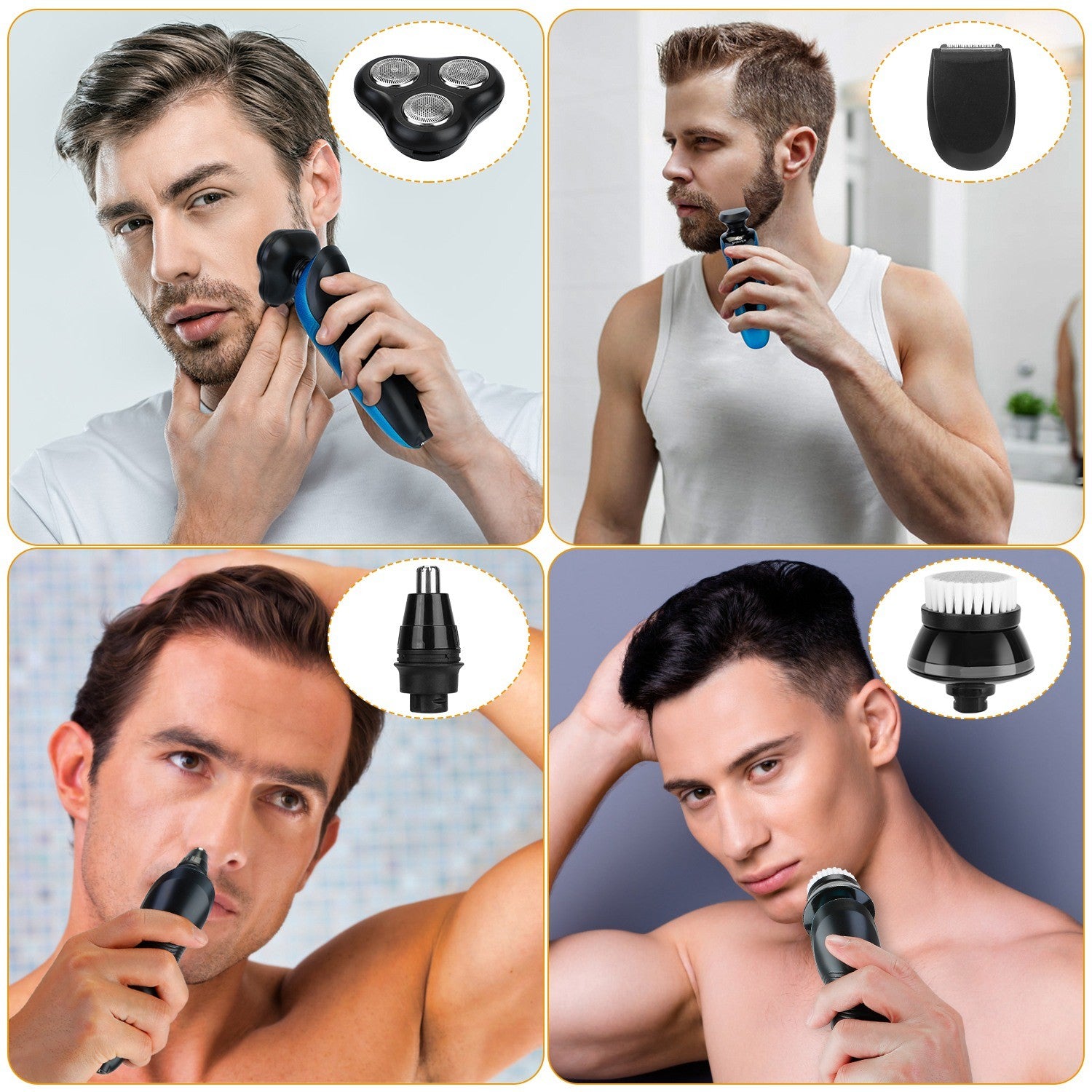 4 In 1Electric Shaver for Men IPX7 Waterproof Beard Trimmer Cordless Rechargeable Razor Beard - Mountain Lakes Mall