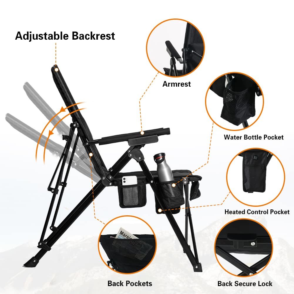 ANTARCTICA GEAR Heated Camping Chair with 12V 16000mAh Battery Pack, Heated Portable Chair - Mountain Lakes Mall