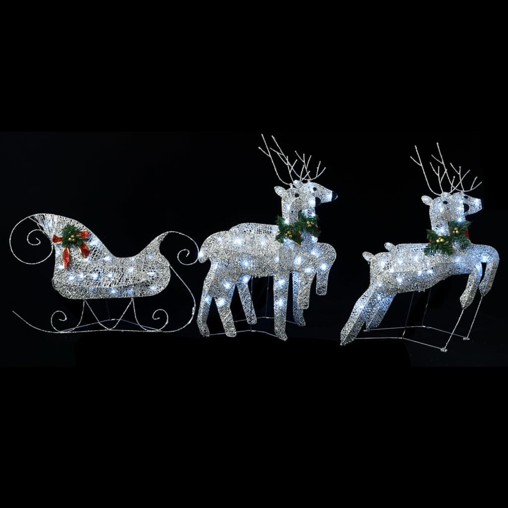 Reindeer & Sleigh Christmas Decoration 100 LEDs Outdoor Silver - Mountain Lakes Mall