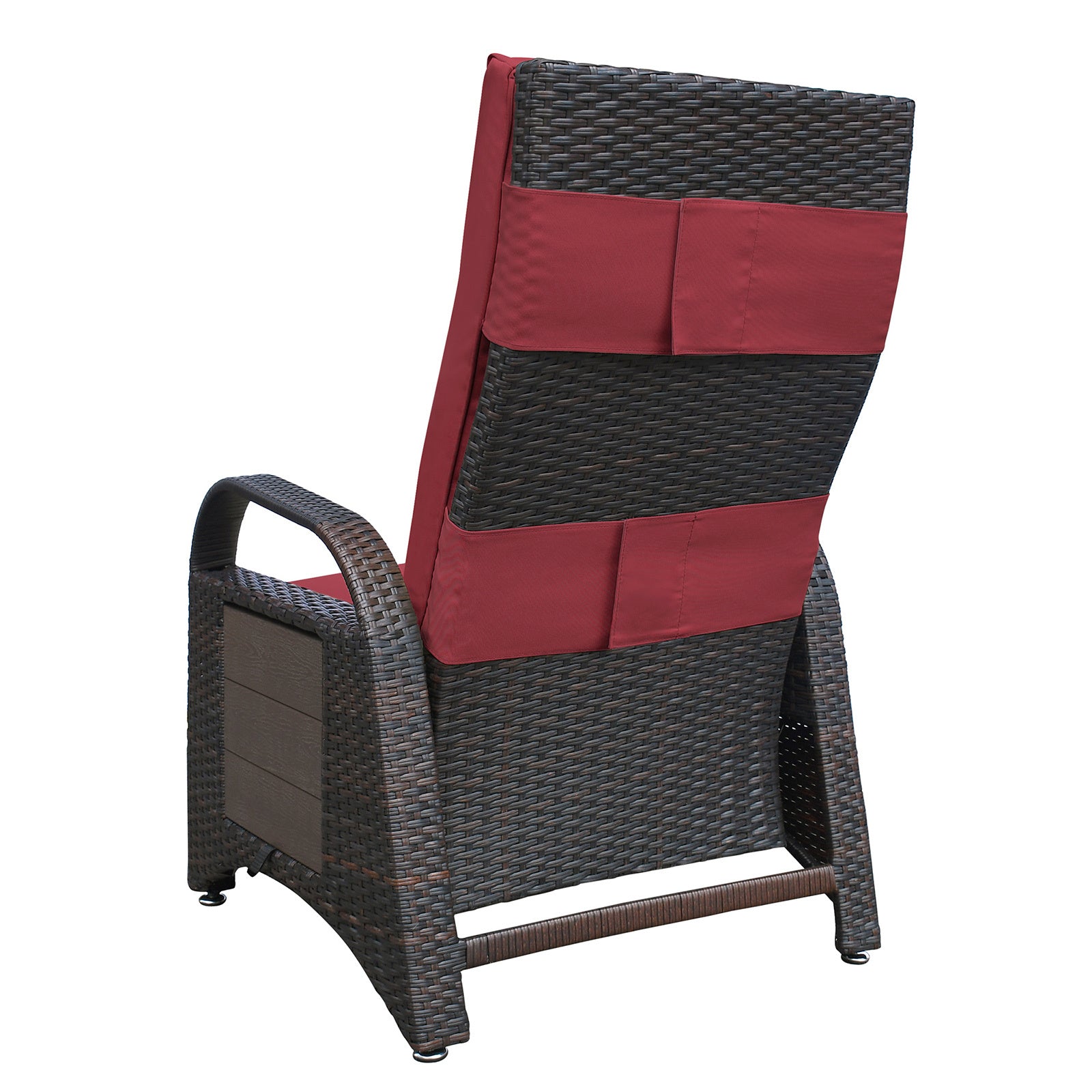 Outdoor Adjustable Wicker Recliner with Flip Table - Mountain Lakes Mall