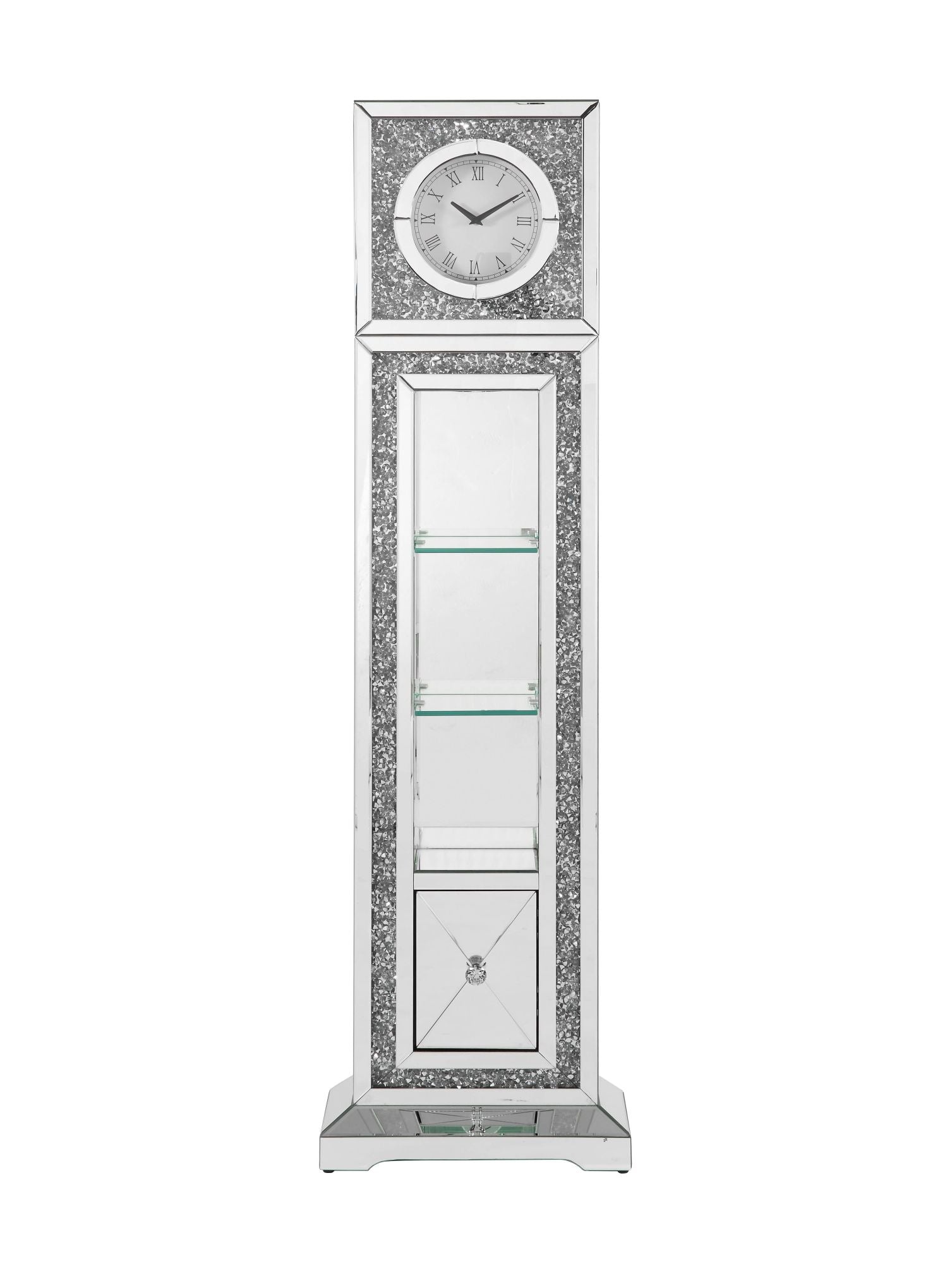 ACME Noralie GRANDFATHER CLOCK W/LED Mirrored & Faux Diamonds AC00354 - Mountain Lakes Mall