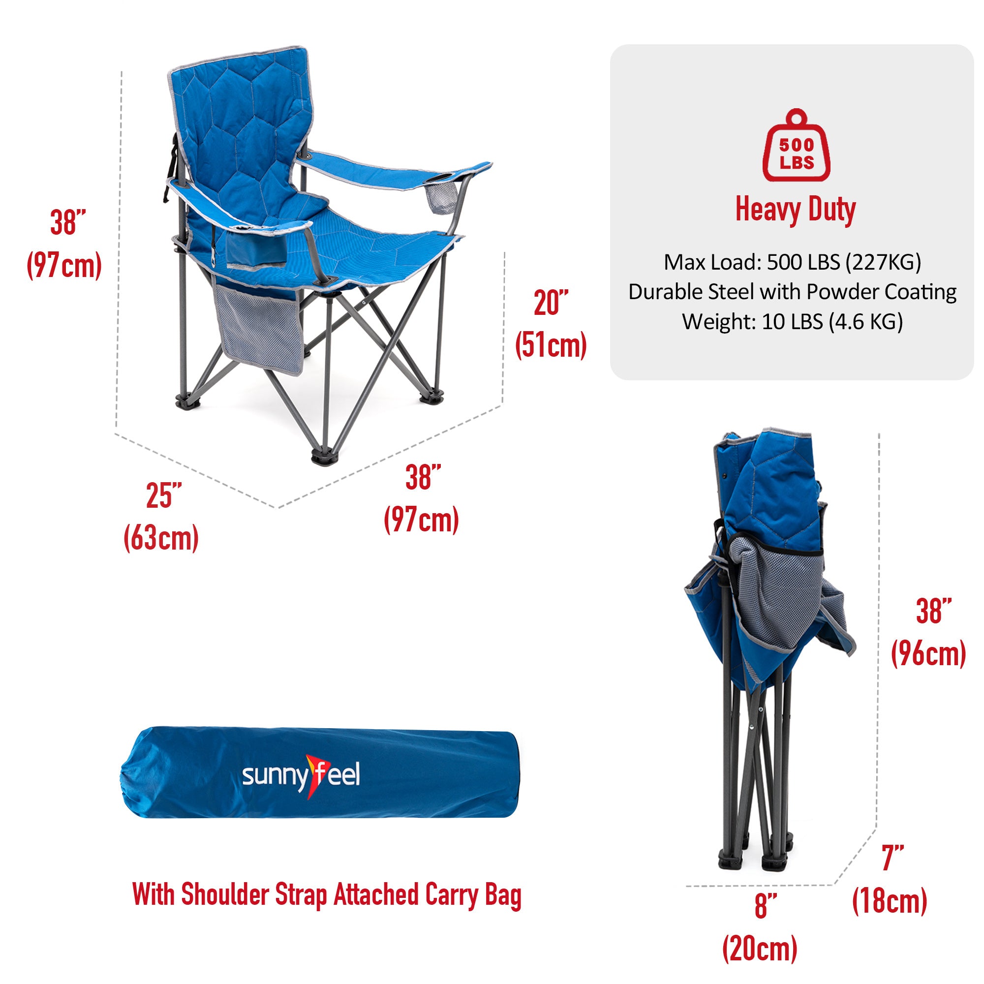 Oversized Folding Camping Chair Heavy Duty Supports 300 LBS Portable Chairs For Outdoor Lawn Beach Camp Picnic Mountain Lakes Mall